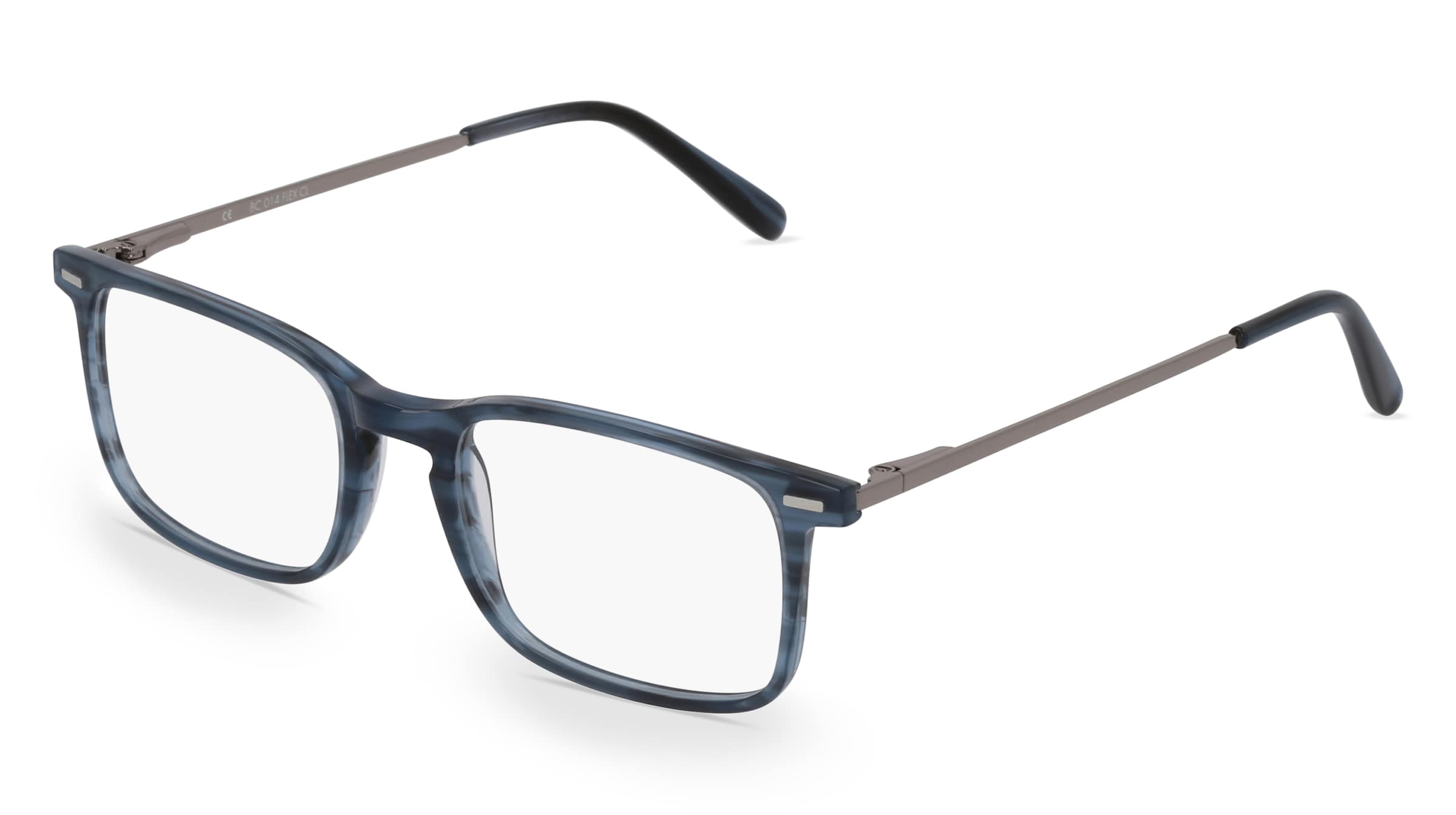 Fielmann BC 014 FLEX CL Herren-Brille inkl. Gläser Vollrand Eckig Blockacetat-Gestell 49mm/18mm/135mm, blau