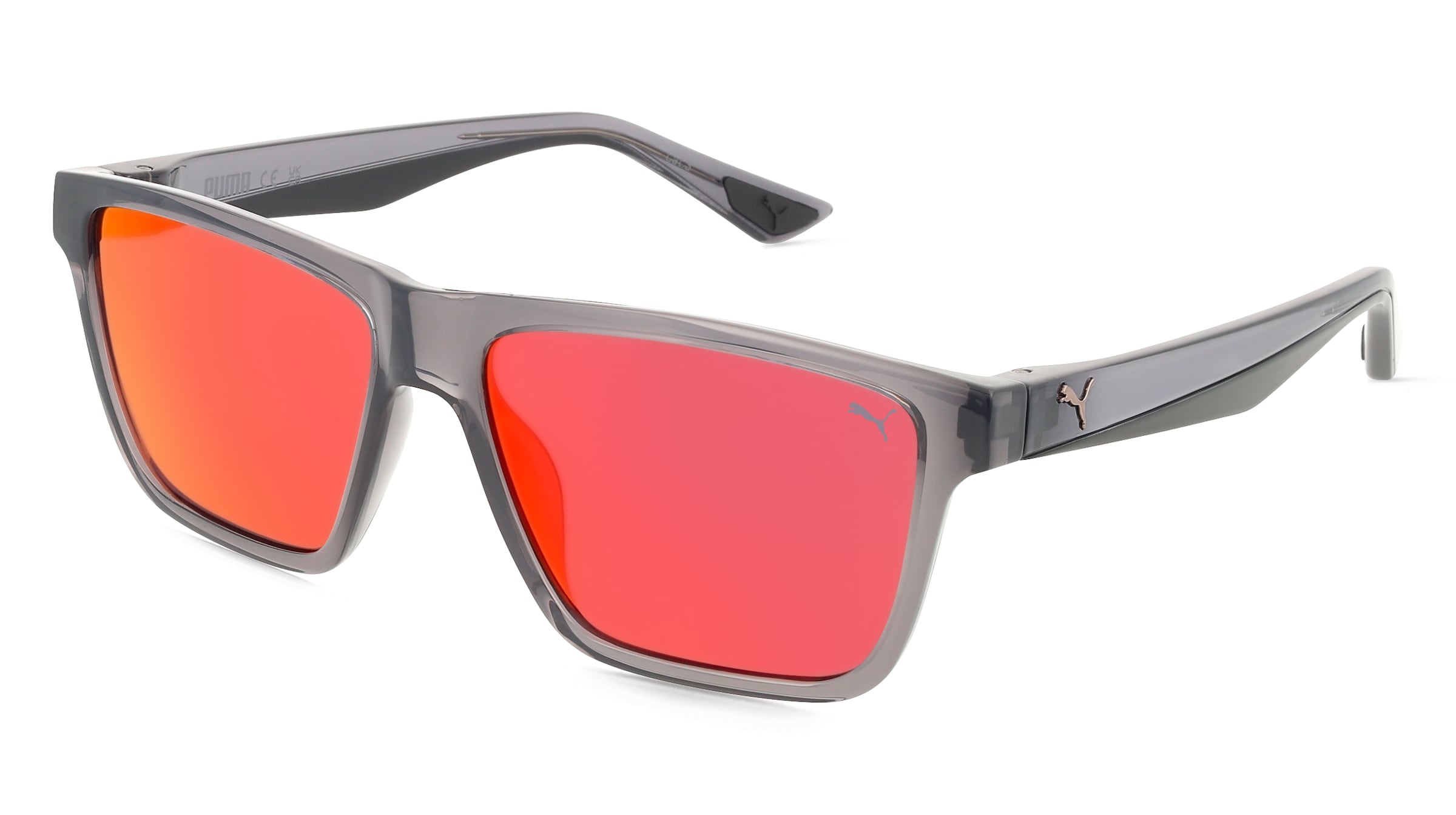 Puma PU0484S Unisex-Sonnenbrille Vollrand Quadratisch Kunststoff-Gestell, Grau
