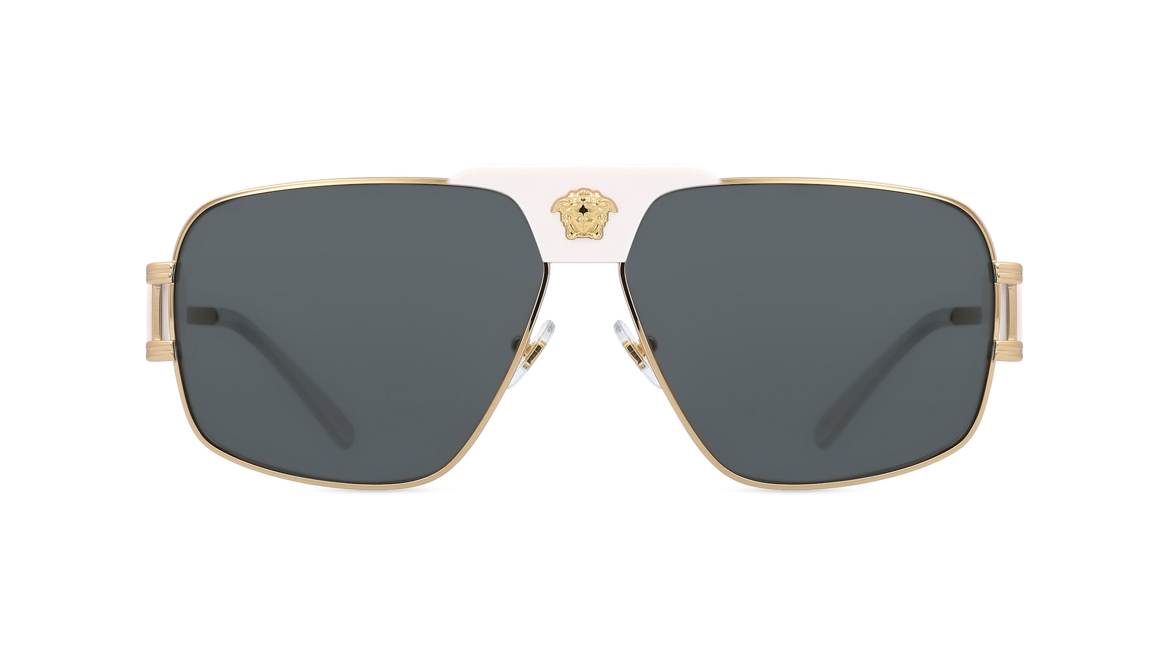 Versace VE2251 Herren-Sonnenbrille Vollrand Pilot Edelstahl-Gestell, weiß