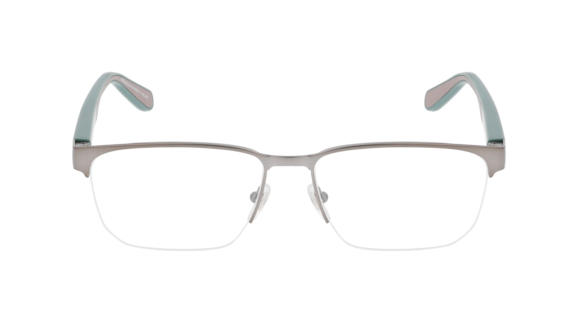 Emporio Armani EA1162 Herren-Brille inkl. Gläser Halbrand Quadratisch Metall-Gestell 56/17/145, grau