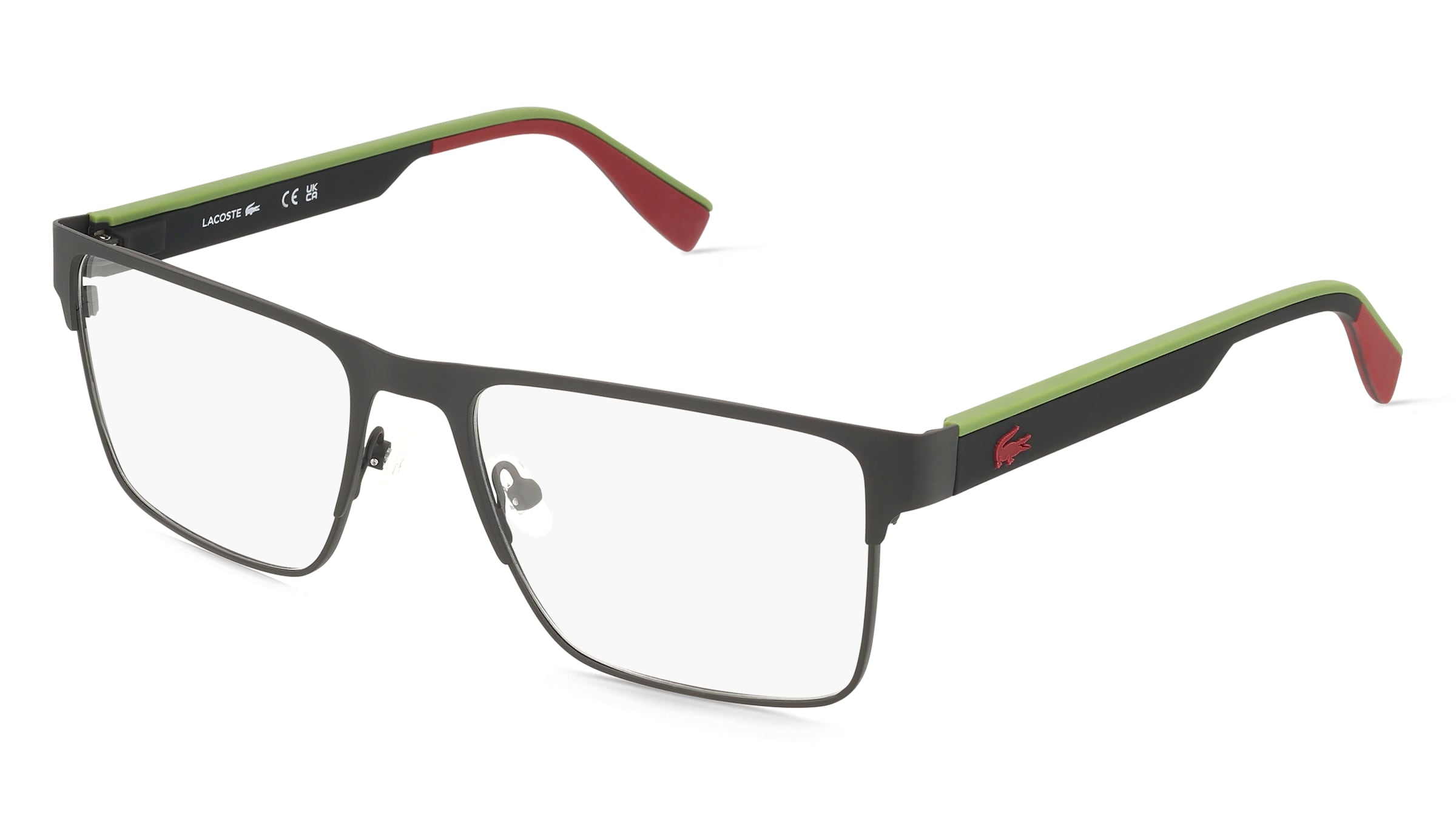 Lacoste L2318 Herren-Brille inkl. Gläser Vollrand Eckig Metall-Gestell 55/18/145, Schwarz