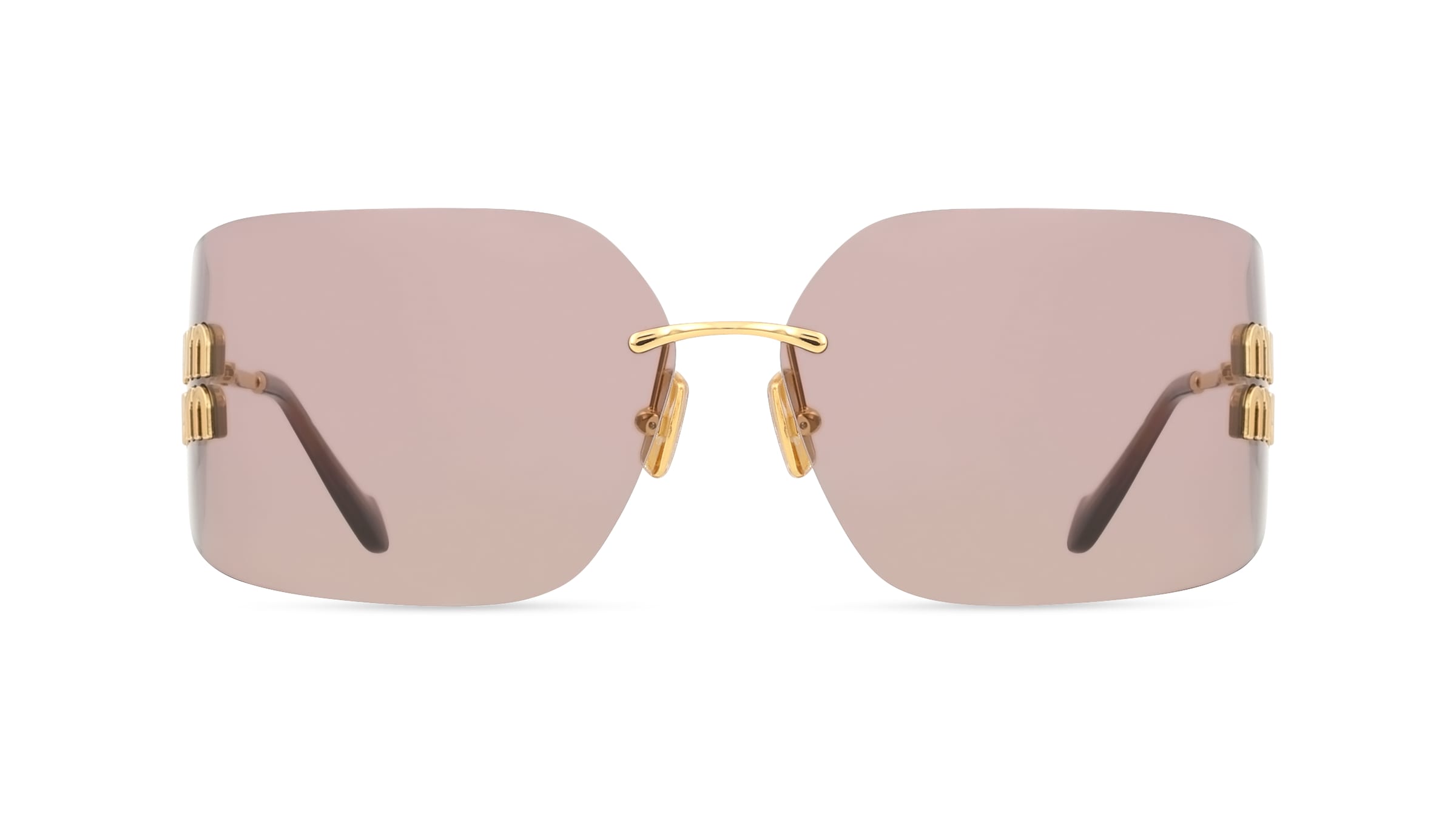 Miu Miu MU 54YS Damen-Sonnenbrille Randlos Eckig Metall-Gestell, Gold