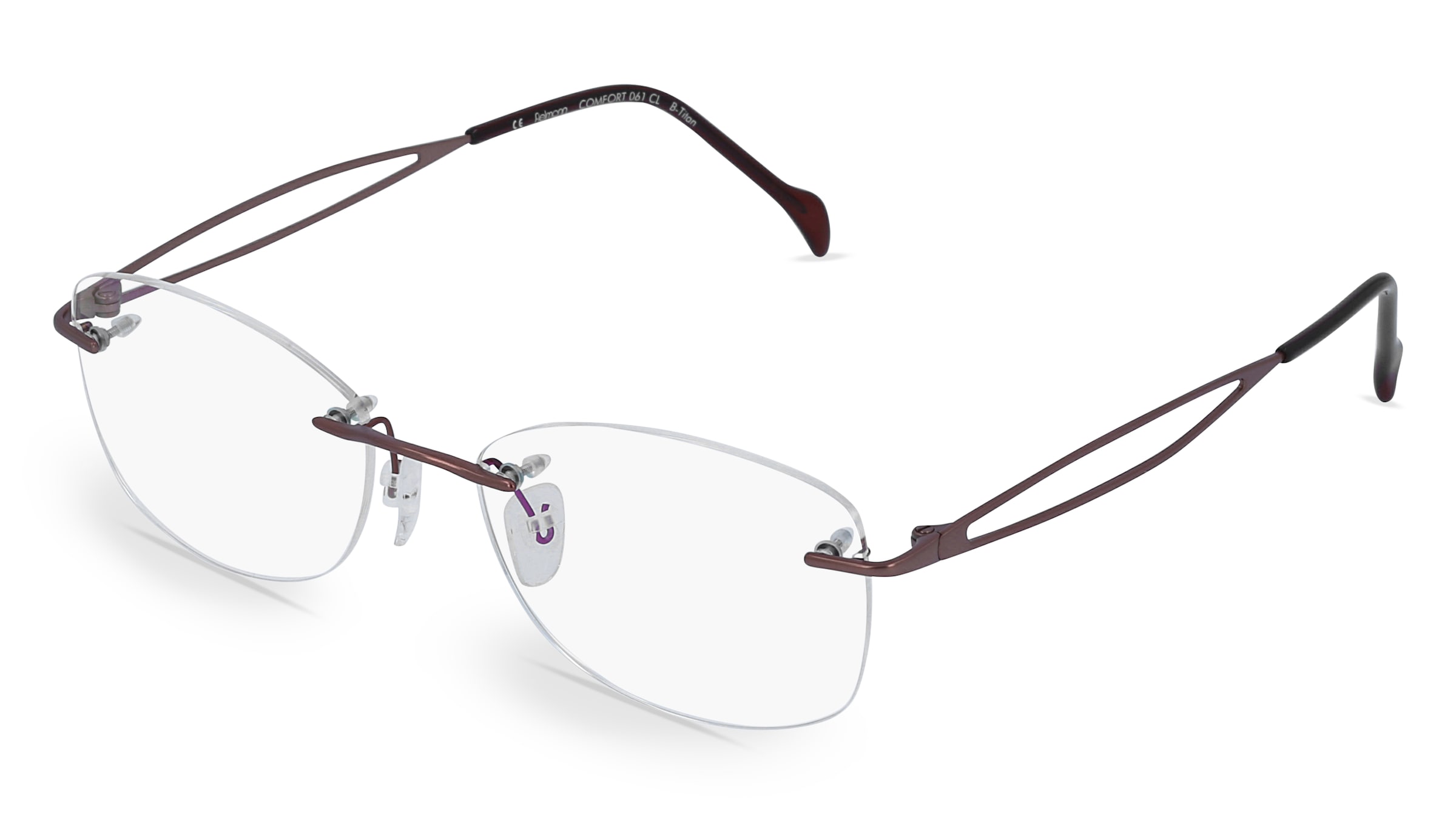 Fielmann COMFORT 061 CL Damen-Brille inkl. Gläser Randlos Quadratisch Titan-Gestell 52/17/130, Braun