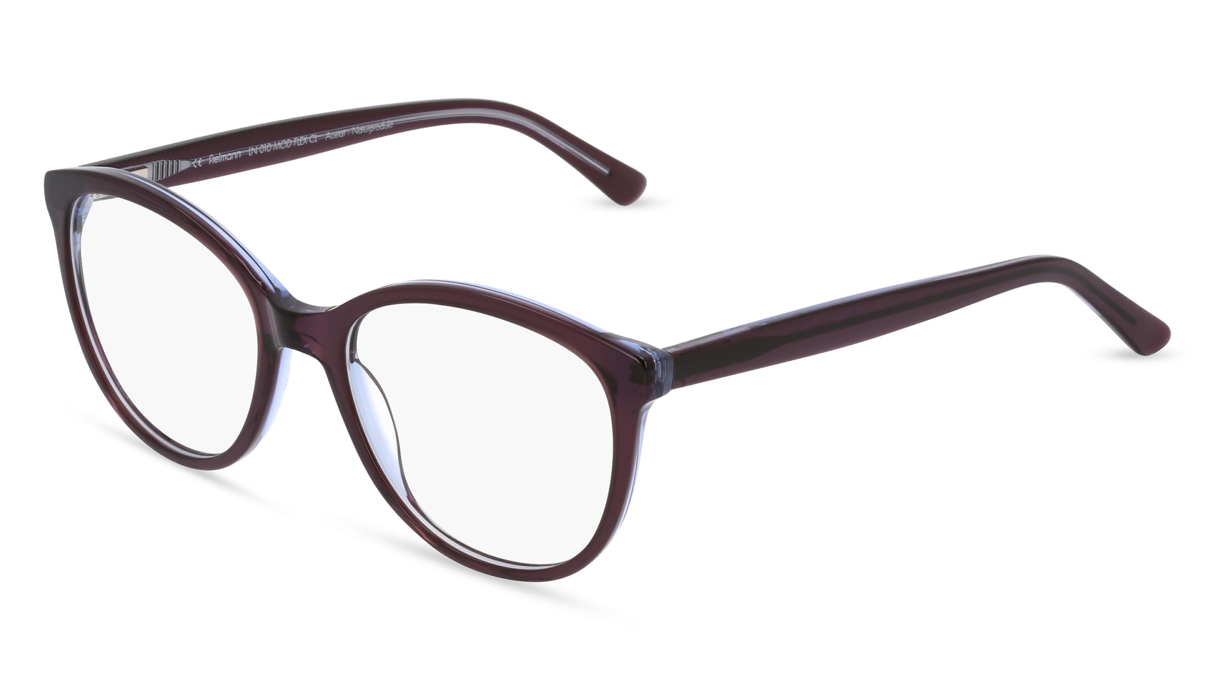 Fielmann LN 010 MOD FLEX CL Damen-Brille inkl. Gläser Vollrand Quadratisch Acetat-Gestell 52/18/135, Lila