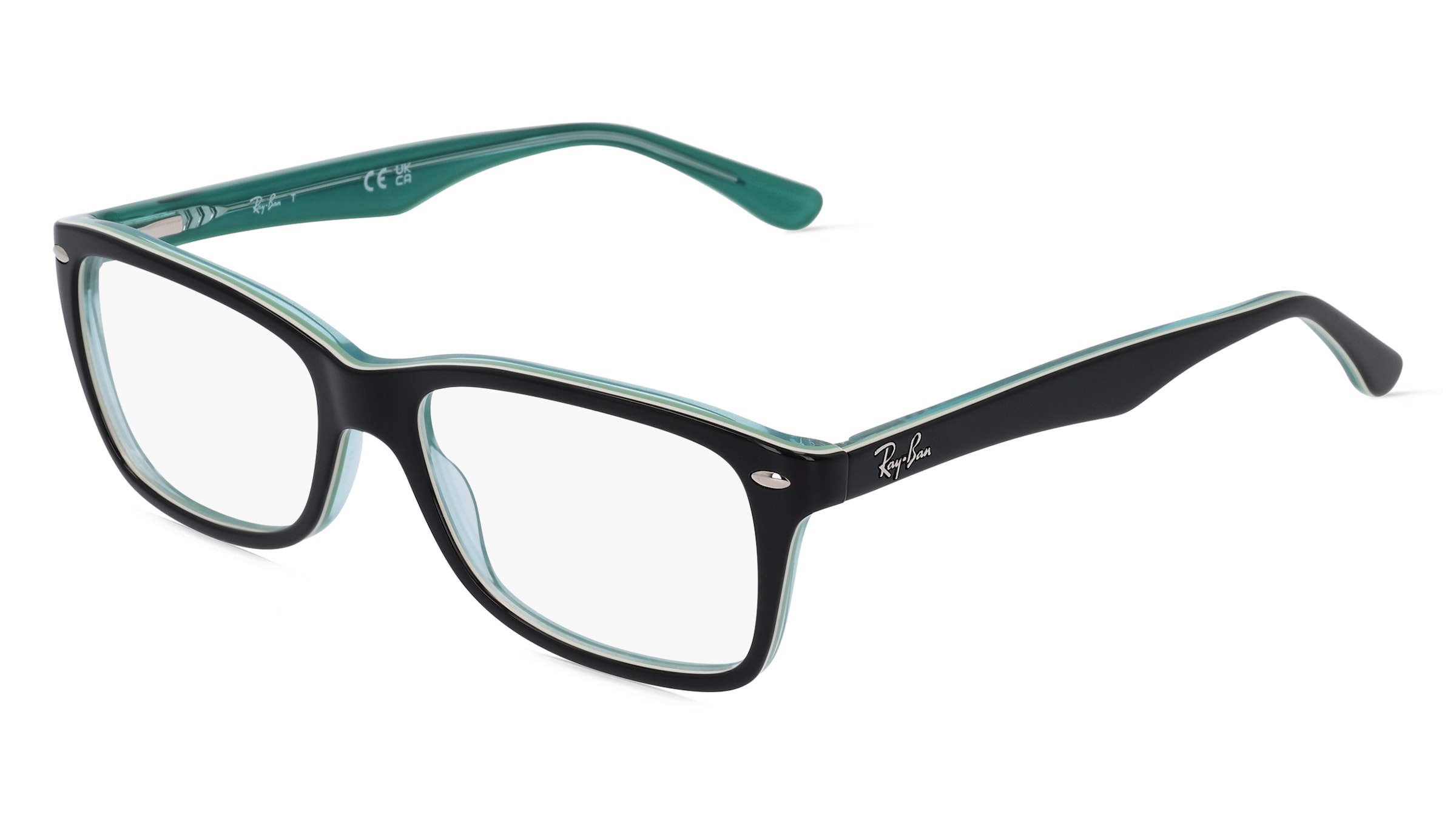 Ray-Ban RX5228 Damen-Brille inkl. Gläser Vollrand Quadratisch Acetat-Gestell 55/17/140, Schwarz