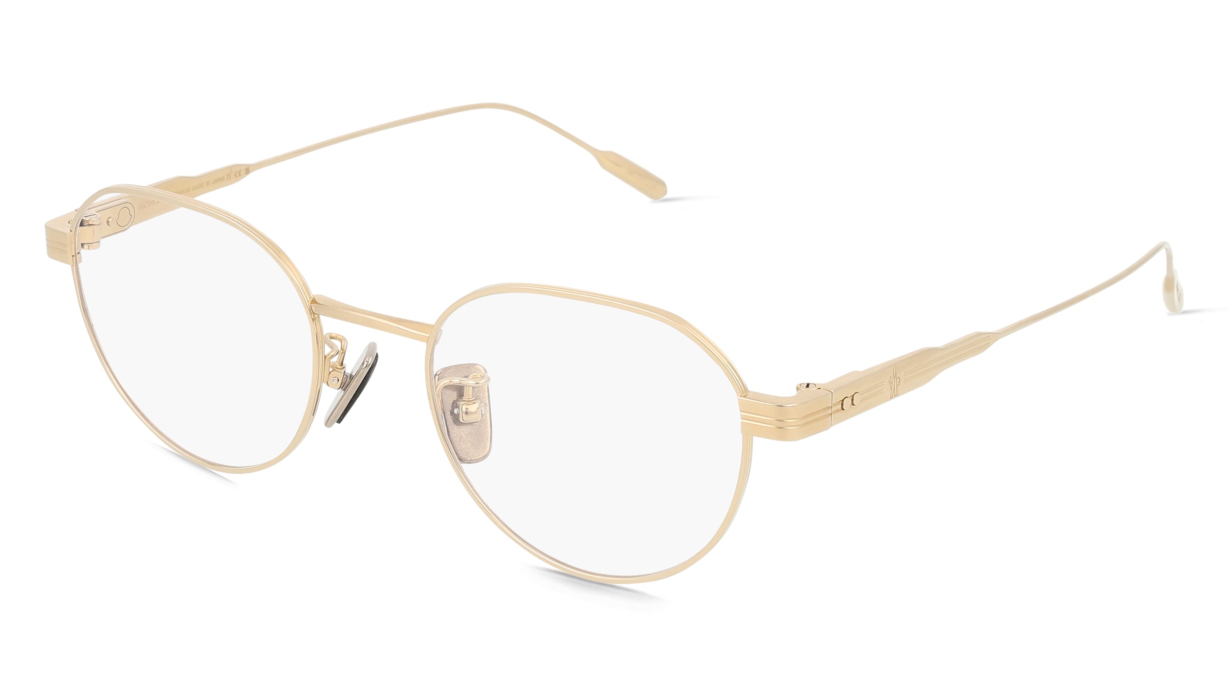 Moncler ME1007TD Unisex-Brille inkl. Gläser Vollrand Rund Titan-Gestell 49/20/145, Gold