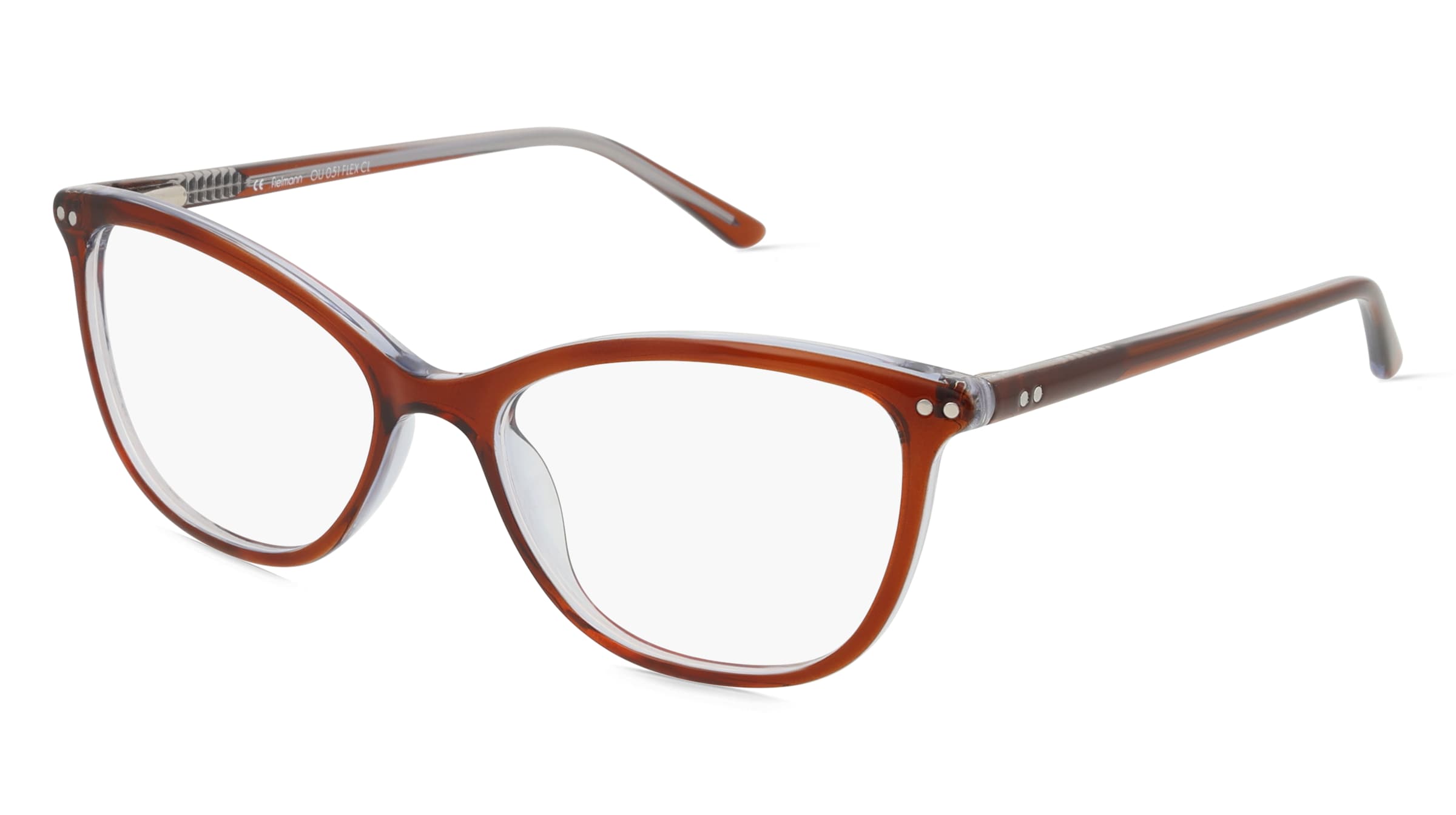 Fielmann OU 051 FLEX CL Damen-Brille inkl. Gläser Vollrand Butterfly Acetat-Gestell 52/17/140, Braun