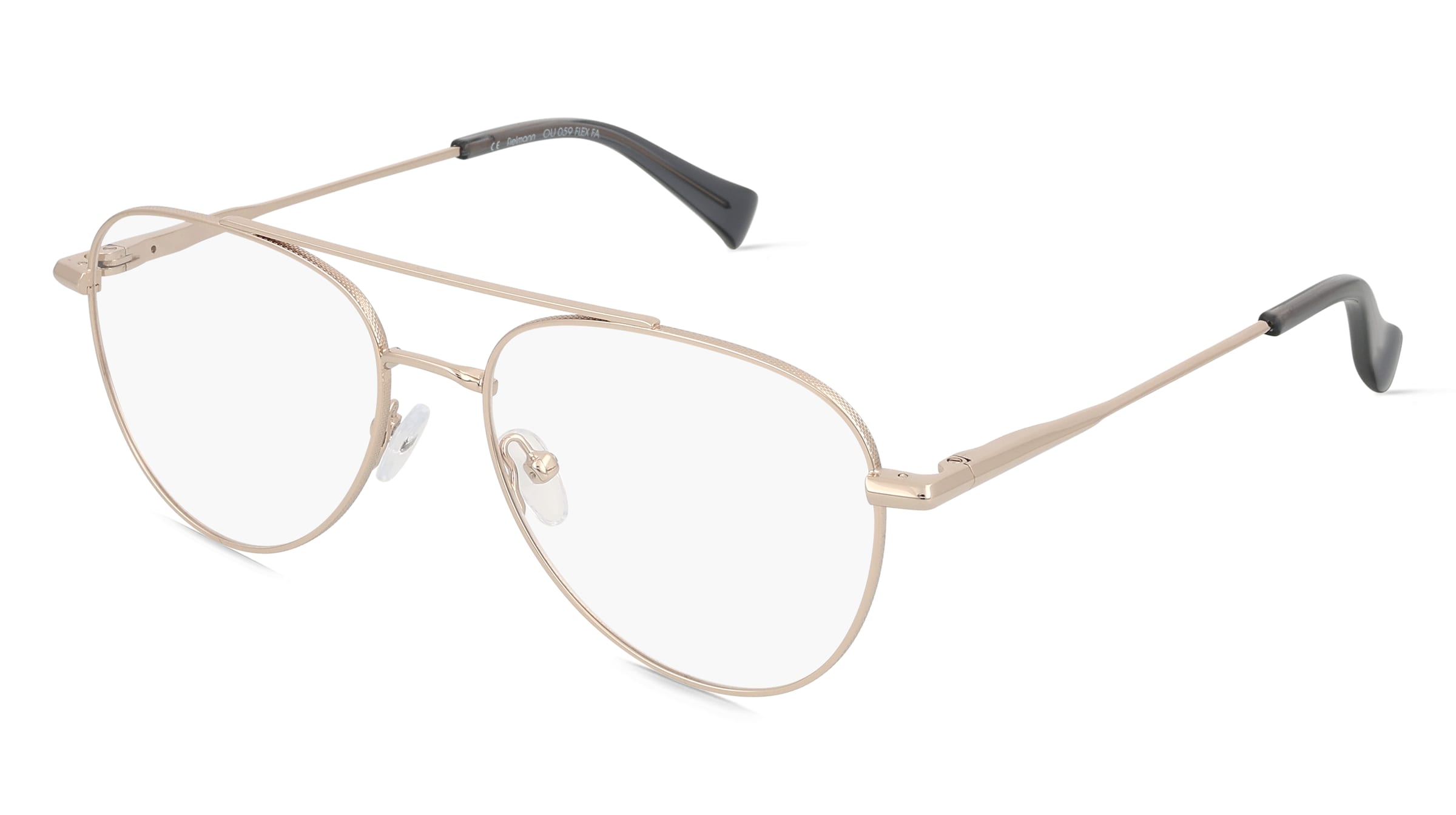Fielmann OU 059 FLEX FA SPENCER Unisex-Brille inkl. Gläser Vollrand Pilot Edelstahl-Gestell 58/18/150, Gold