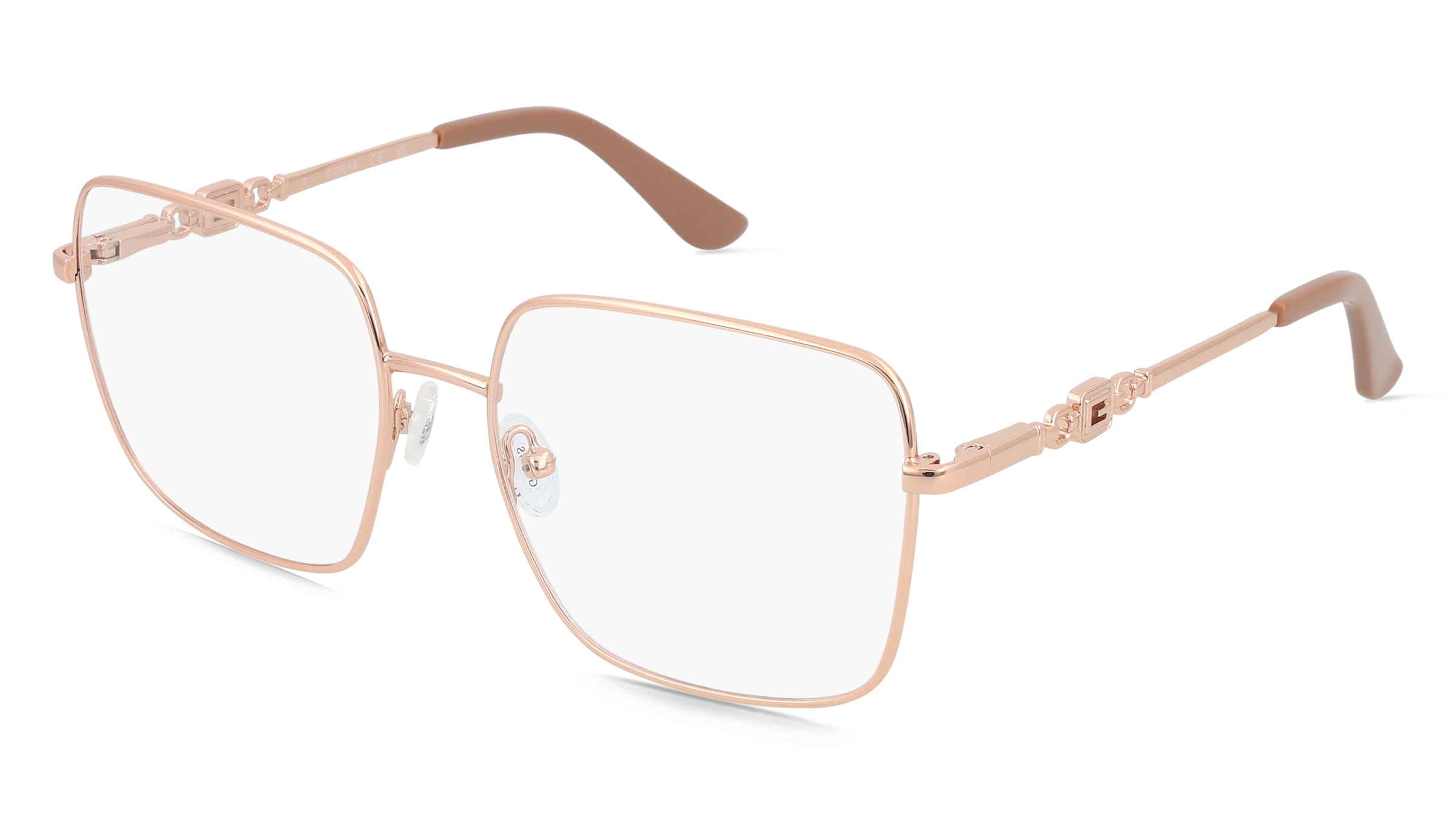 Guess GU2953 Damen-Brille inkl. Gläser Vollrand Quadratisch Metall-Gestell 56/17/140, Beige