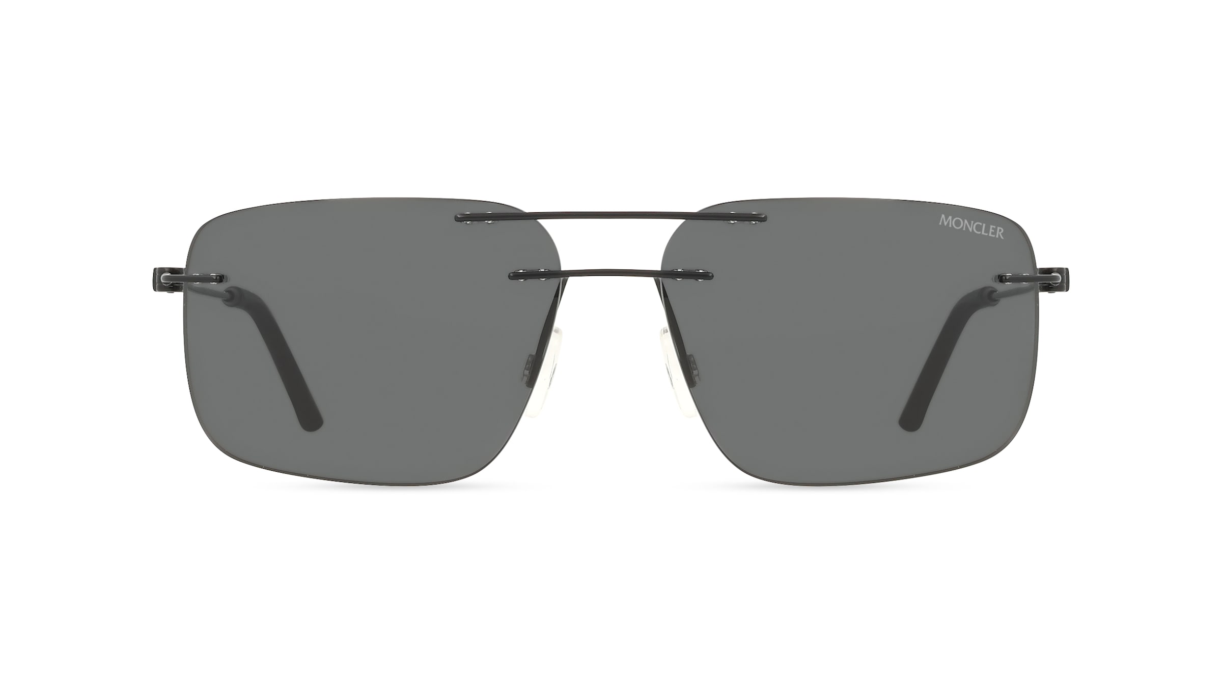 Moncler ME4003 DOPPLER Unisex-Sonnenbrille Randlos Rechteckig Metall-Gestell, Schwarz