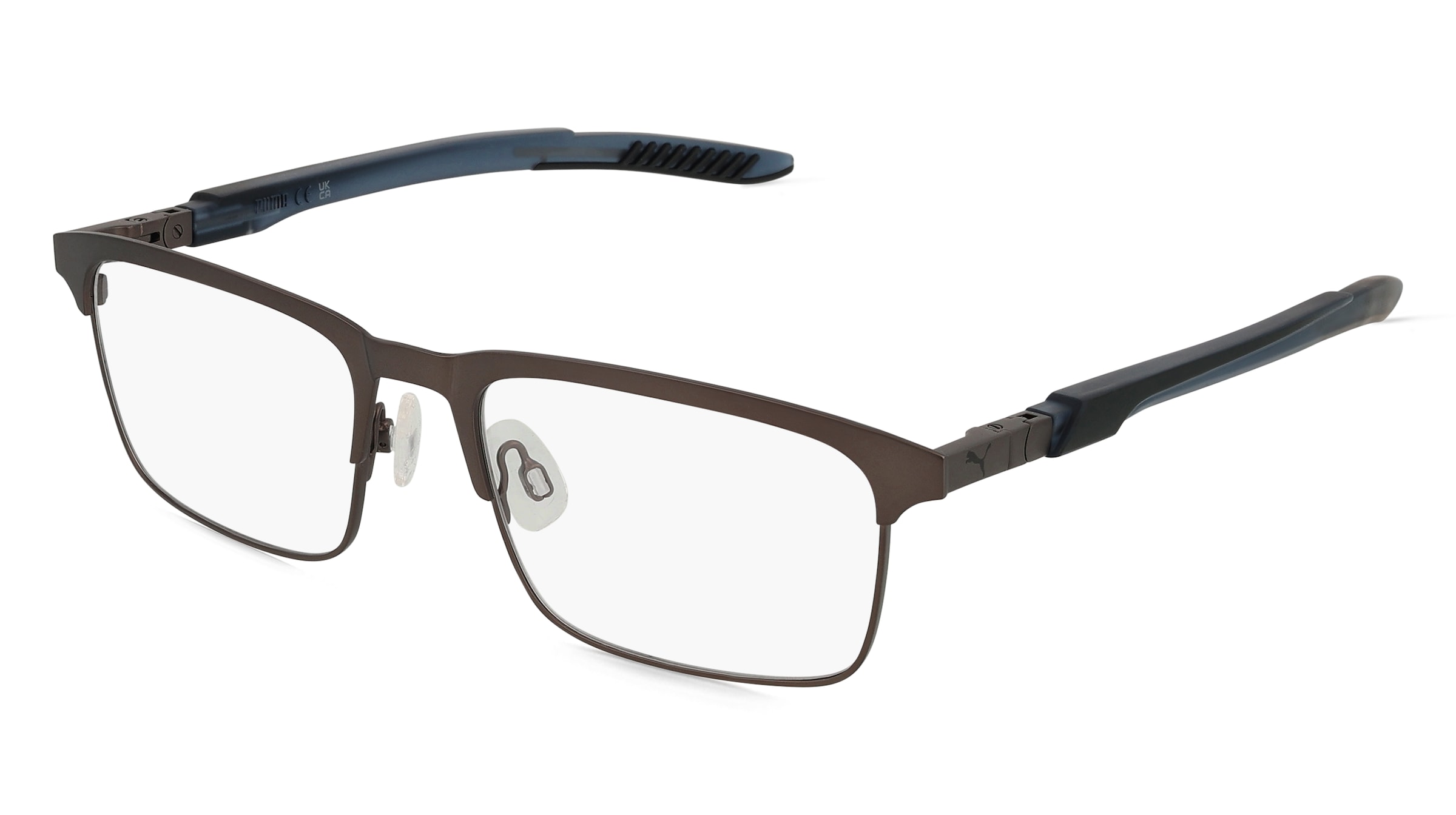 Puma PU0380O Unisex-Brille inkl. Gläser Vollrand Quadratisch Metall-Gestell 55/18/140, Grau