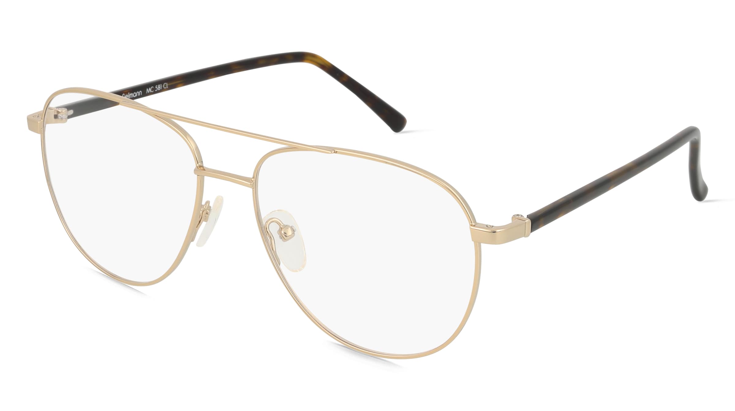 Fielmann MC 581 CL Unisex-Brille inkl. Gläser Vollrand Pilot Edelstahl-Gestell 56/16/140, Gold