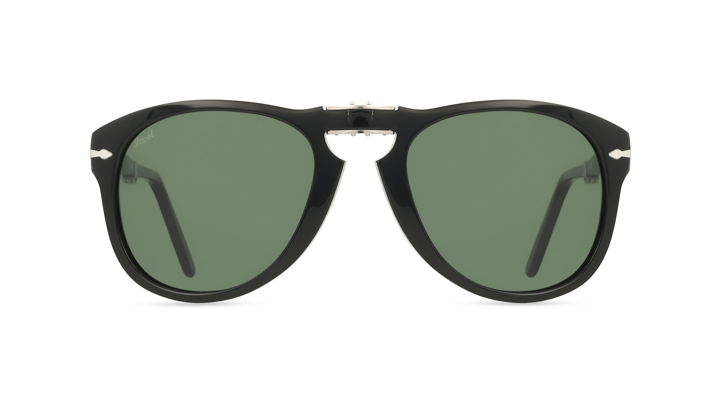 Persol 0PO0714 FOLDING Herren-Sonnenbrille Vollrand Pilot Acetat-Gestell, schwarz