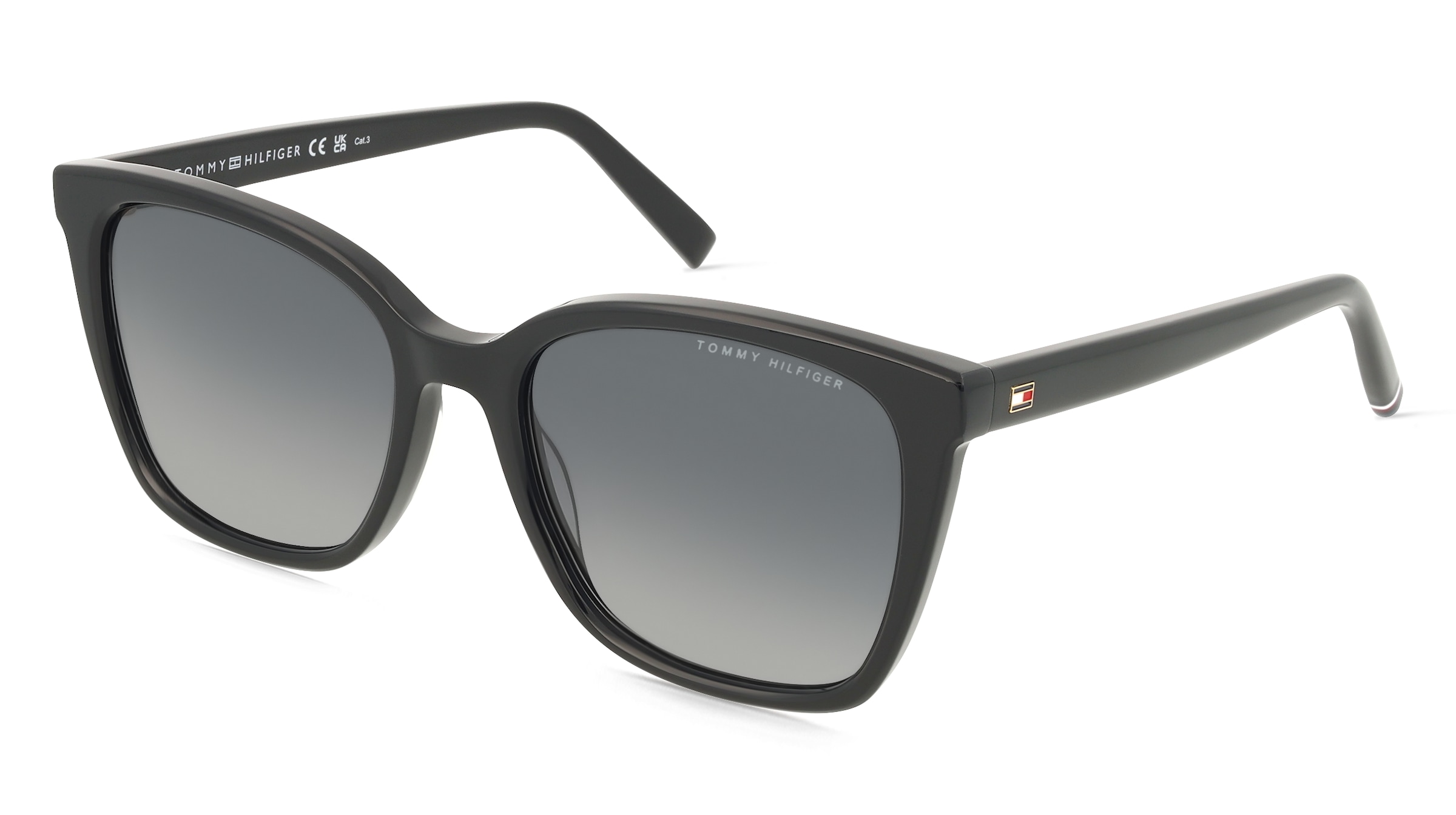 Tommy Hilfiger TH 2226/S Damen-Sonnenbrille Vollrand Eckig Acetat-Gestell, Schwarz