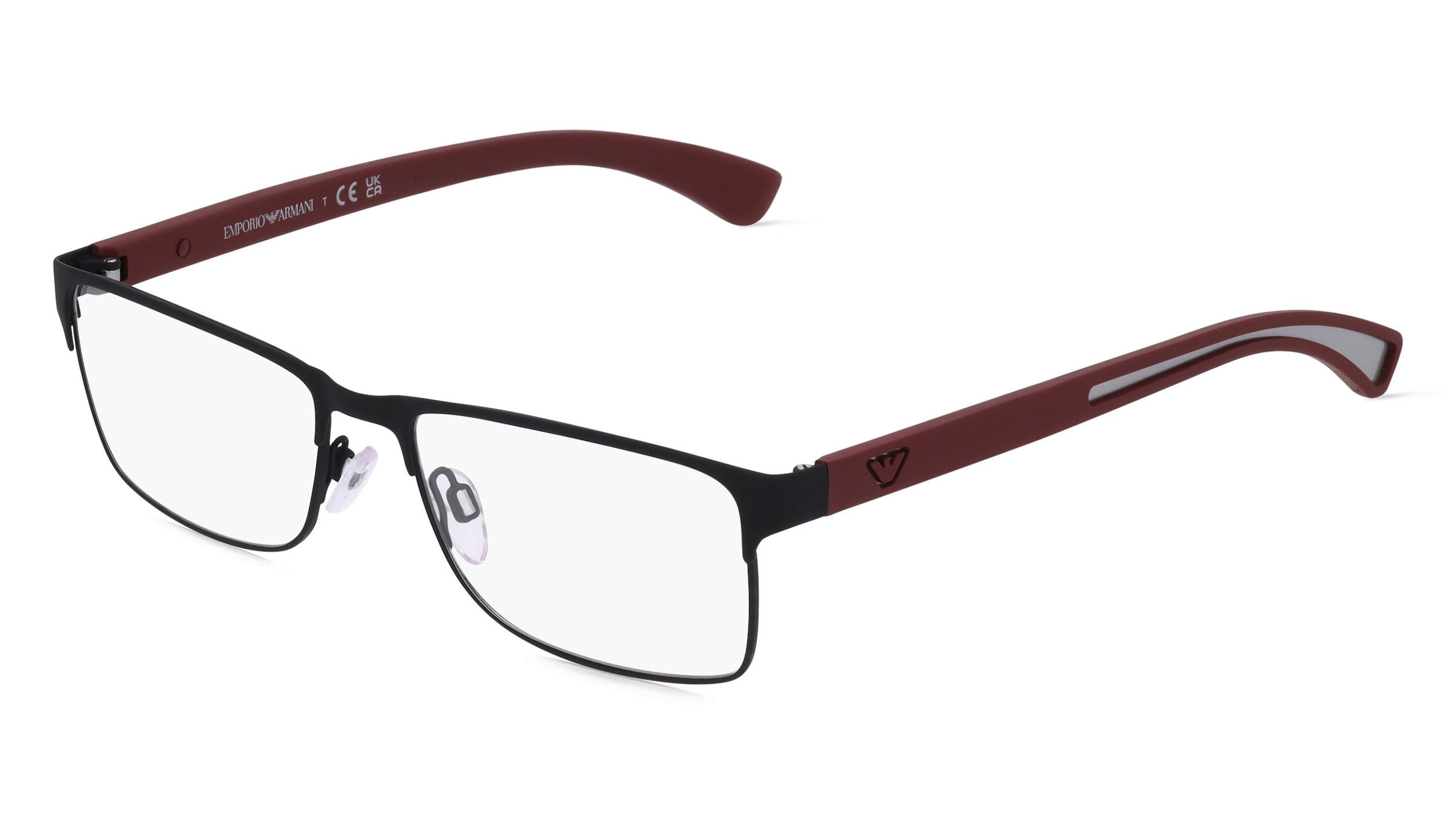 Emporio Armani EA1052 Herren-Brille inkl. Gläser Vollrand Quadratisch Metall-Gestell 55/17/140, Schwarz