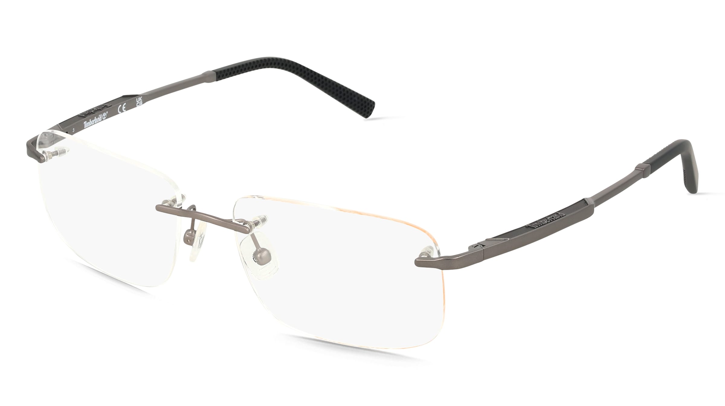 Timberland TB50075 Herren-Brille inkl. Gläser Randlos Eckig Metall-Gestell 55/17/145, Grau