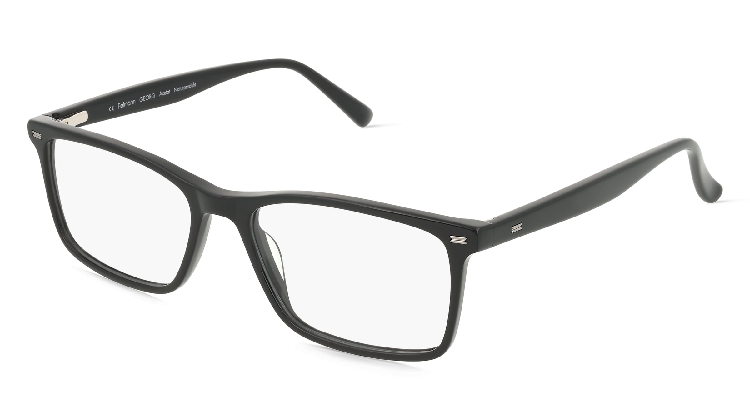 Fielmann BD 552 FLEX CL GEORG Herren-Brille inkl. Gläser Vollrand Quadratisch Acetat-Gestell 55/17/145, Schwarz