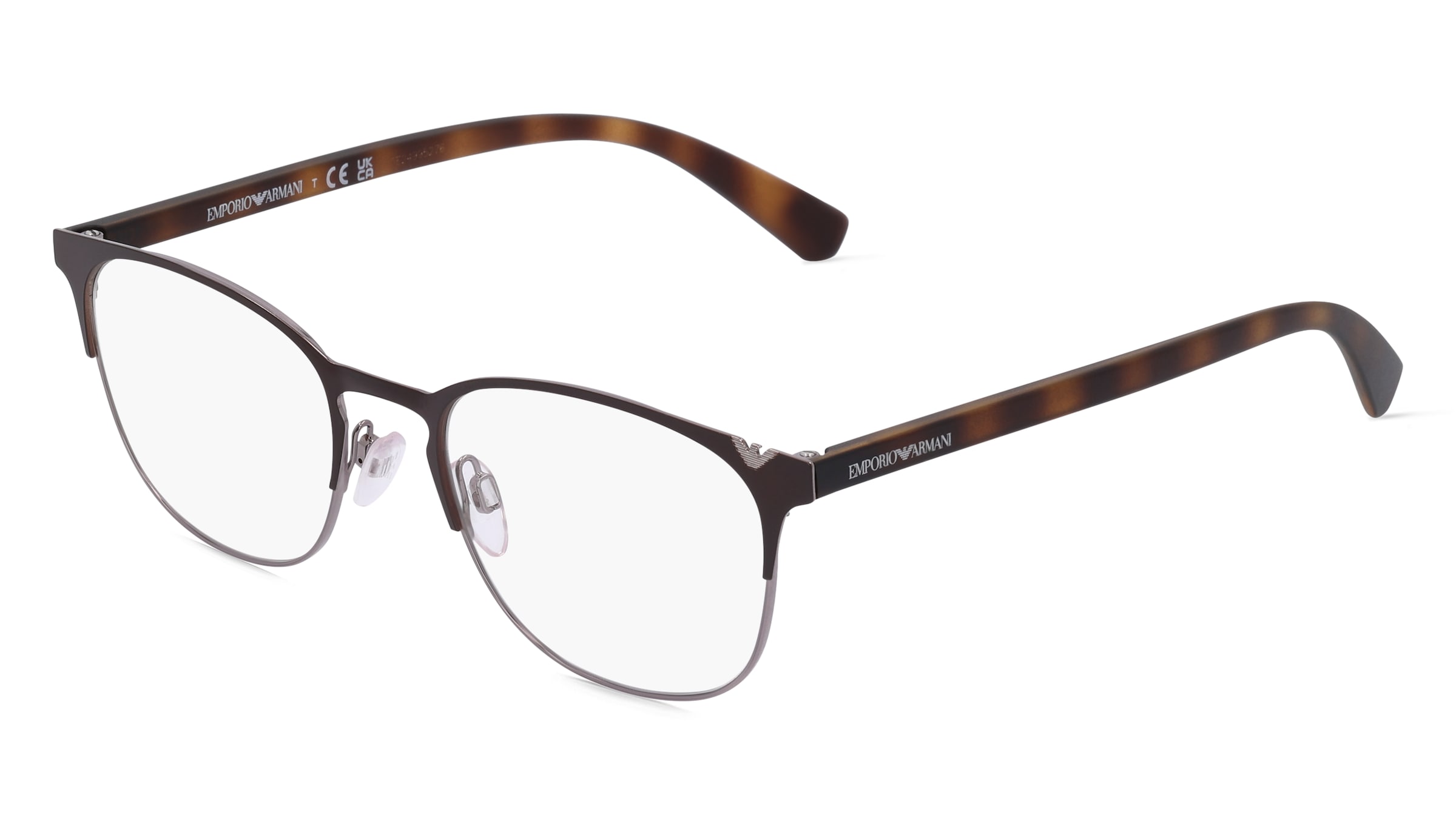 Emporio Armani EA1059 Herren-Brille inkl. Gläser Vollrand Oval Metall-Gestell 53/19/145, Braun