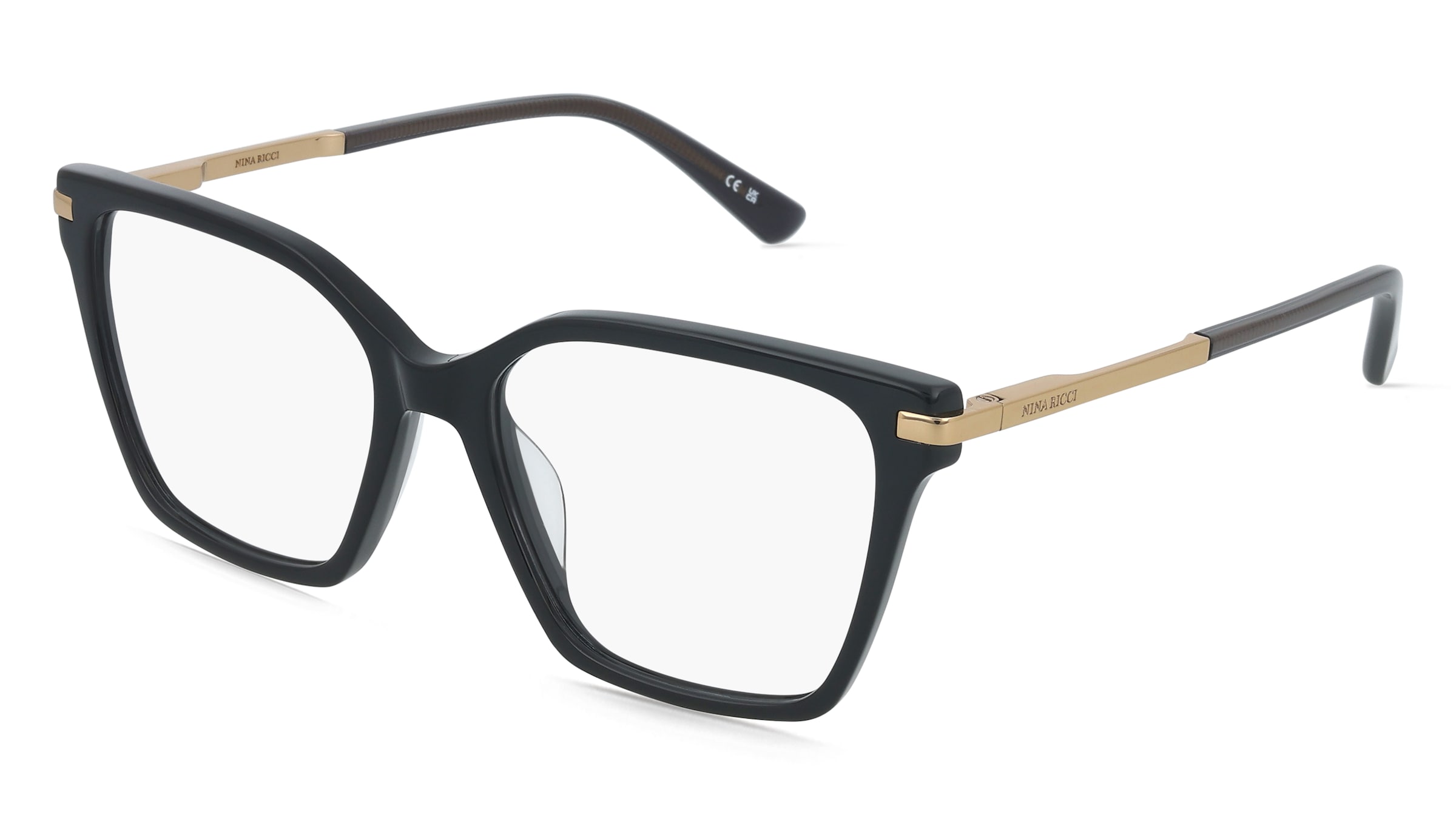 Nina Ricci VNR430 Damen-Brille inkl. Gläser Vollrand Quadratisch Kunststoff-Gestell 52/16/140, Schwarz