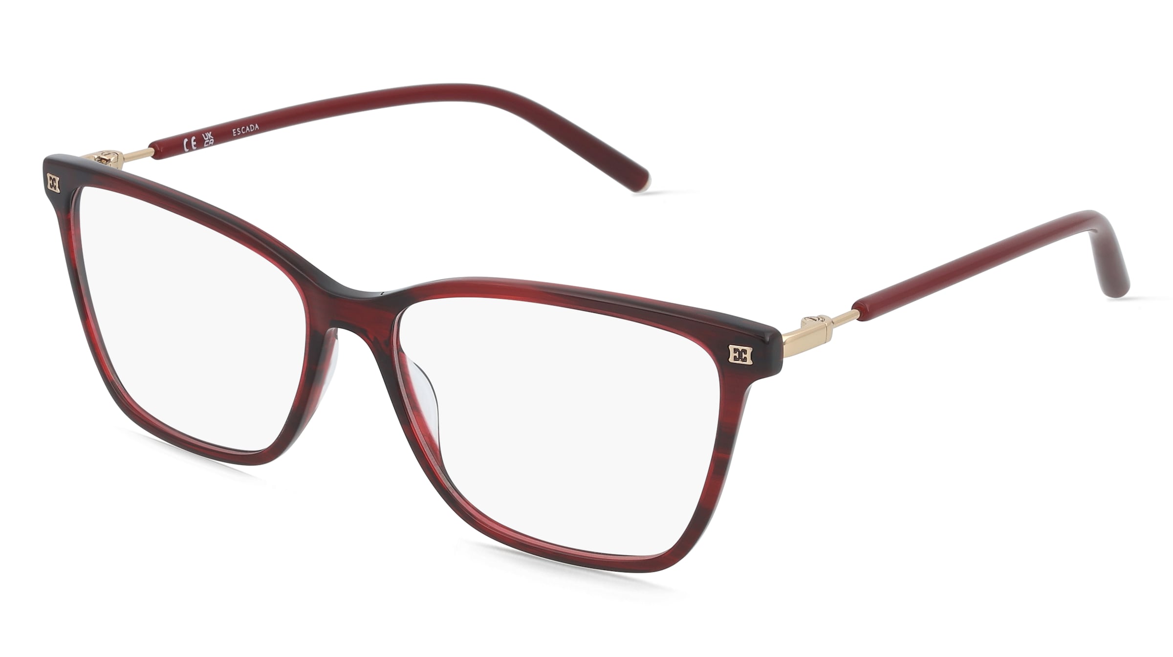 Escada VESG34 Damen-Brille inkl. Gläser Vollrand Quadratisch Kunststoff-Gestell 55/15/135, Rot