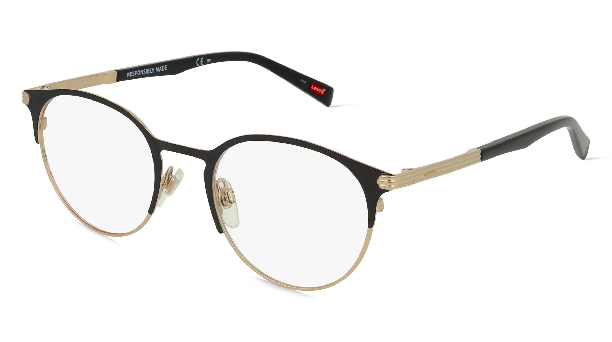 Levi's LV5035 Unisex-Brille inkl. Gläser Vollrand Panto Metall-Gestell 50/20/145, Schwarz