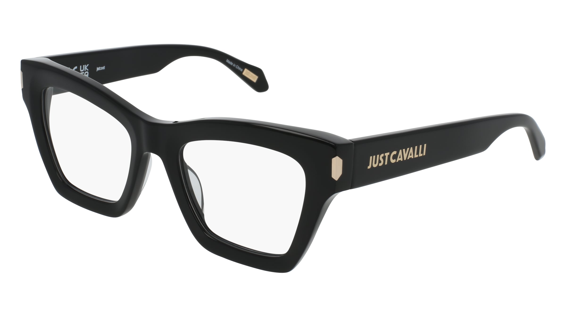 Just Cavalli VJC119 Damen-Brille inkl. Gläser Vollrand Butterfly Kunststoff-Gestell 51/20/140, Schwarz