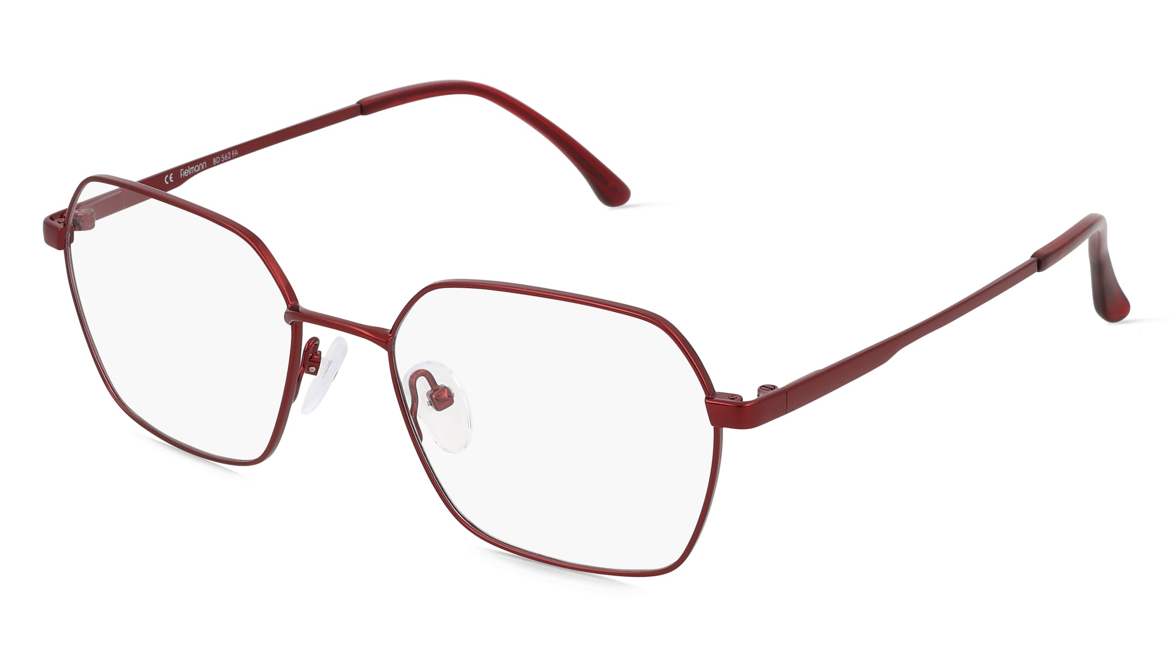 Fielmann BD 562 FA Damen-Brille inkl. Gläser Vollrand Achteckig Edelstahl-Gestell 52mm/18mm/140mm, rot