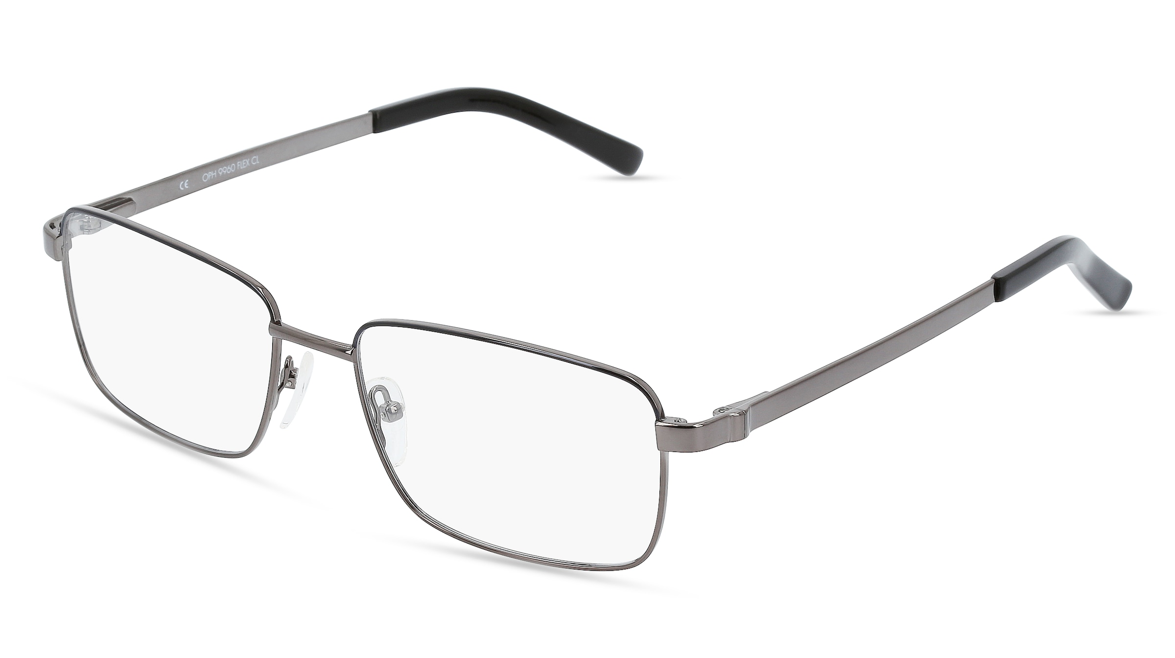 Fielmann OPH 9960 FLEX CL Herren-Brille inkl. Gläser Vollrand Quadratisch Metall-Gestell 57/18/145, Grau