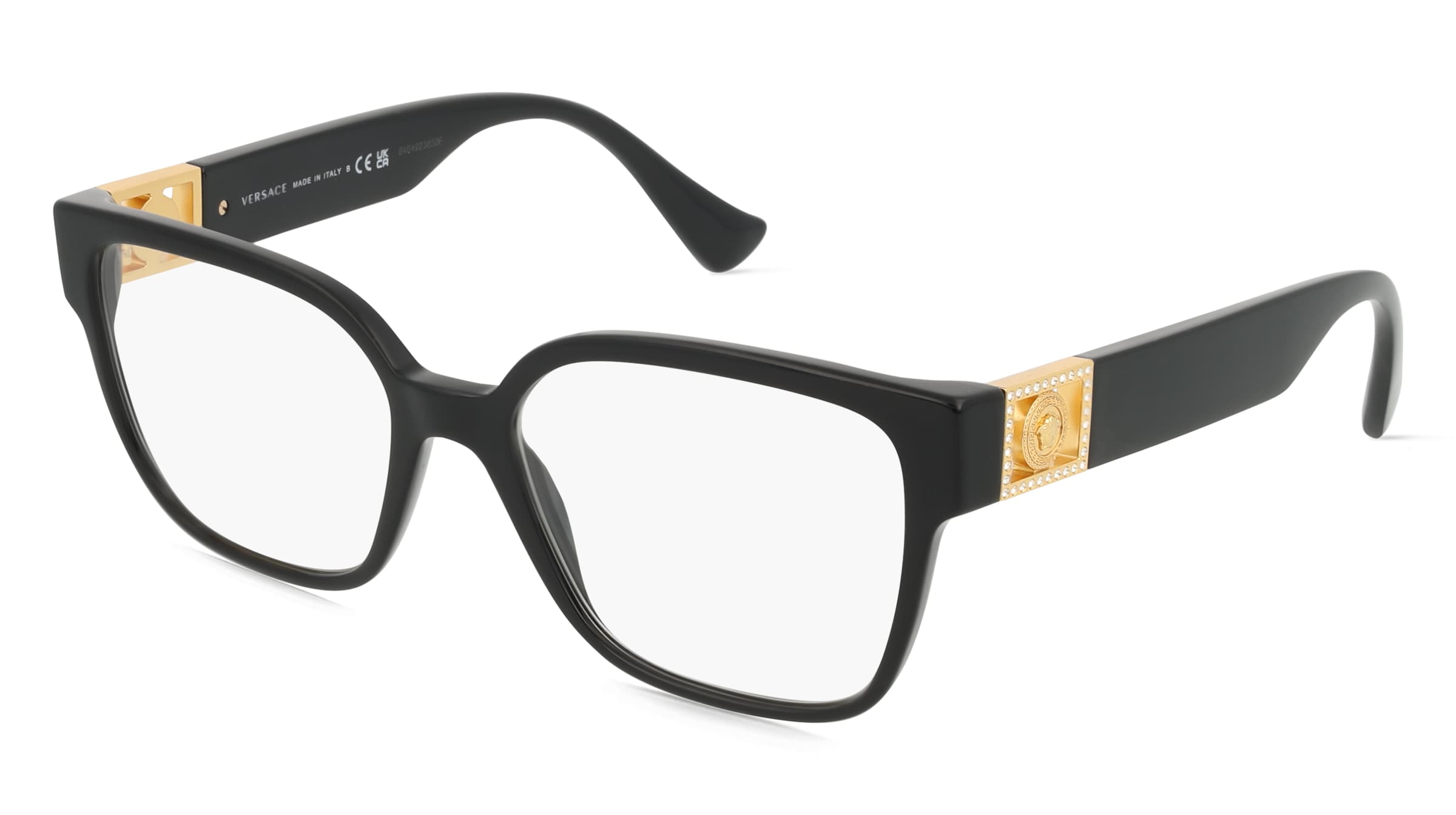 Versace VE3329B Damen-Brille inkl. Gläser Vollrand Quadratisch Acetat-Gestell 54/17/145, Schwarz