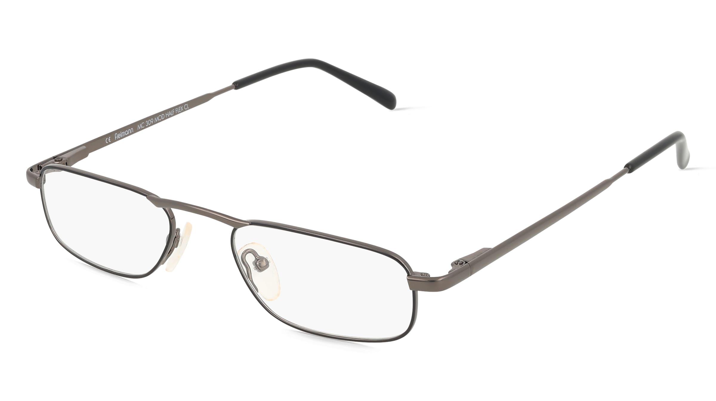 Fielmann MC 309 MOD HALF FLEX CL Herren-Brille inkl. Gläser Vollrand Halb Metall-Gestell 48/19/145, Grau