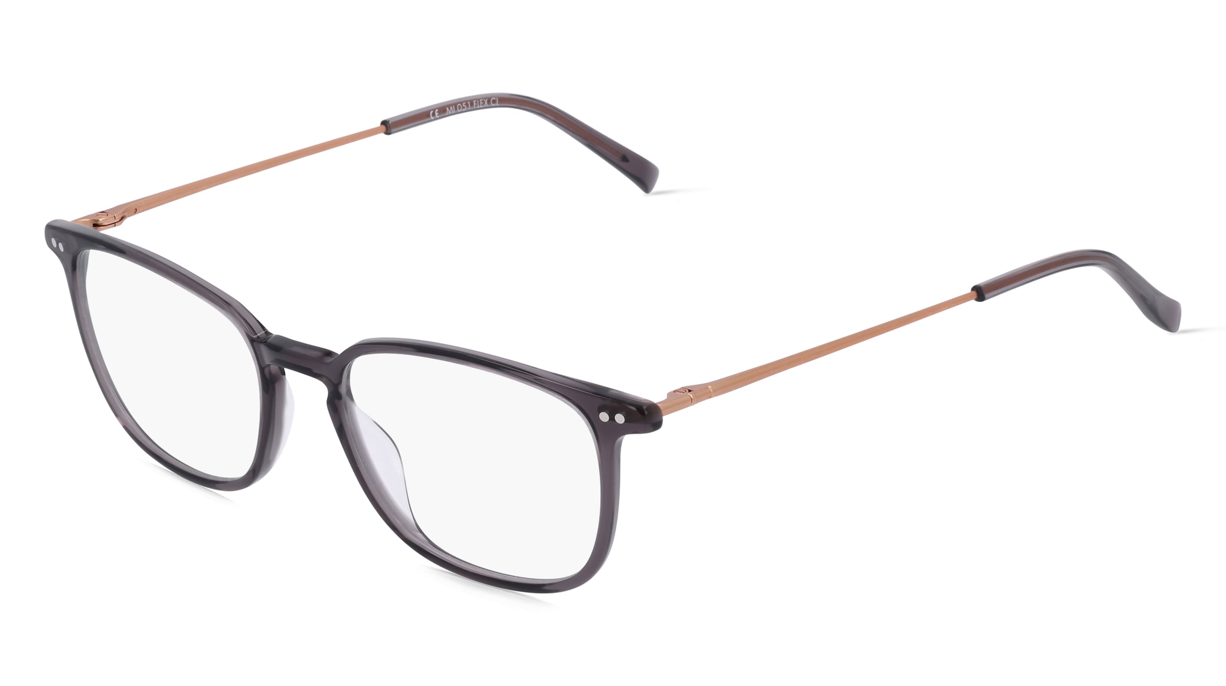 Fielmann MI 051 FLEX CL Unisex-Brille inkl. Gläser Vollrand Quadratisch Acetat-Gestell 48/17/140, Grau