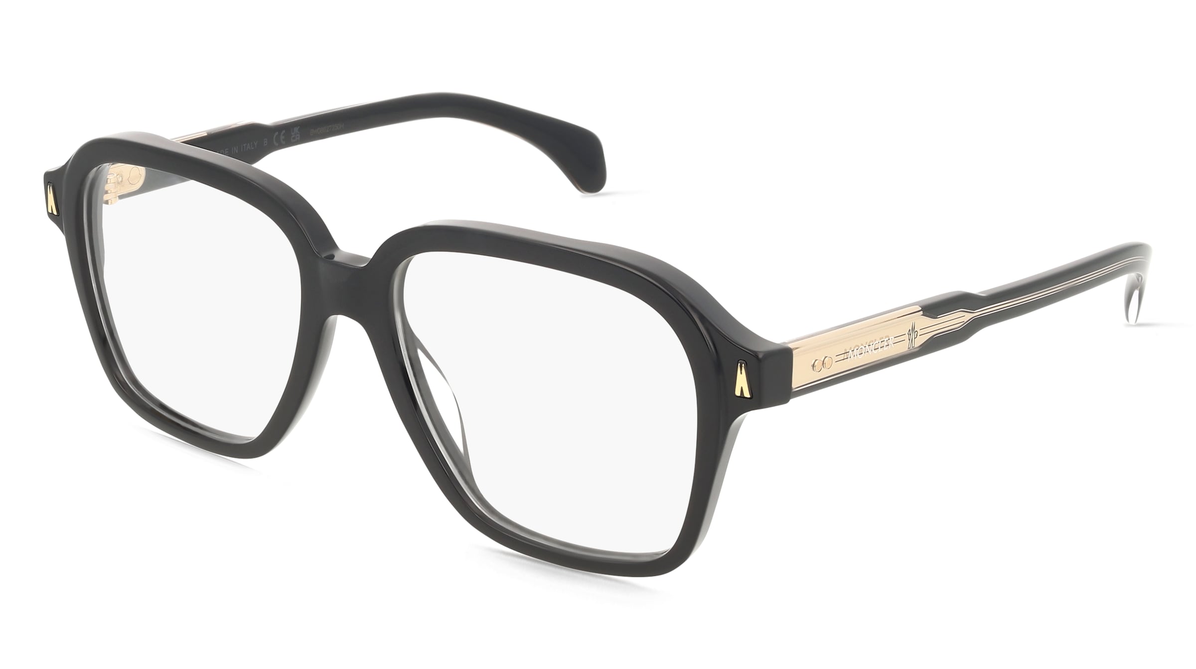 Moncler ME2010 Unisex-Brille inkl. Gläser Vollrand Quadratisch Acetat-Gestell 54/16/145, Schwarz