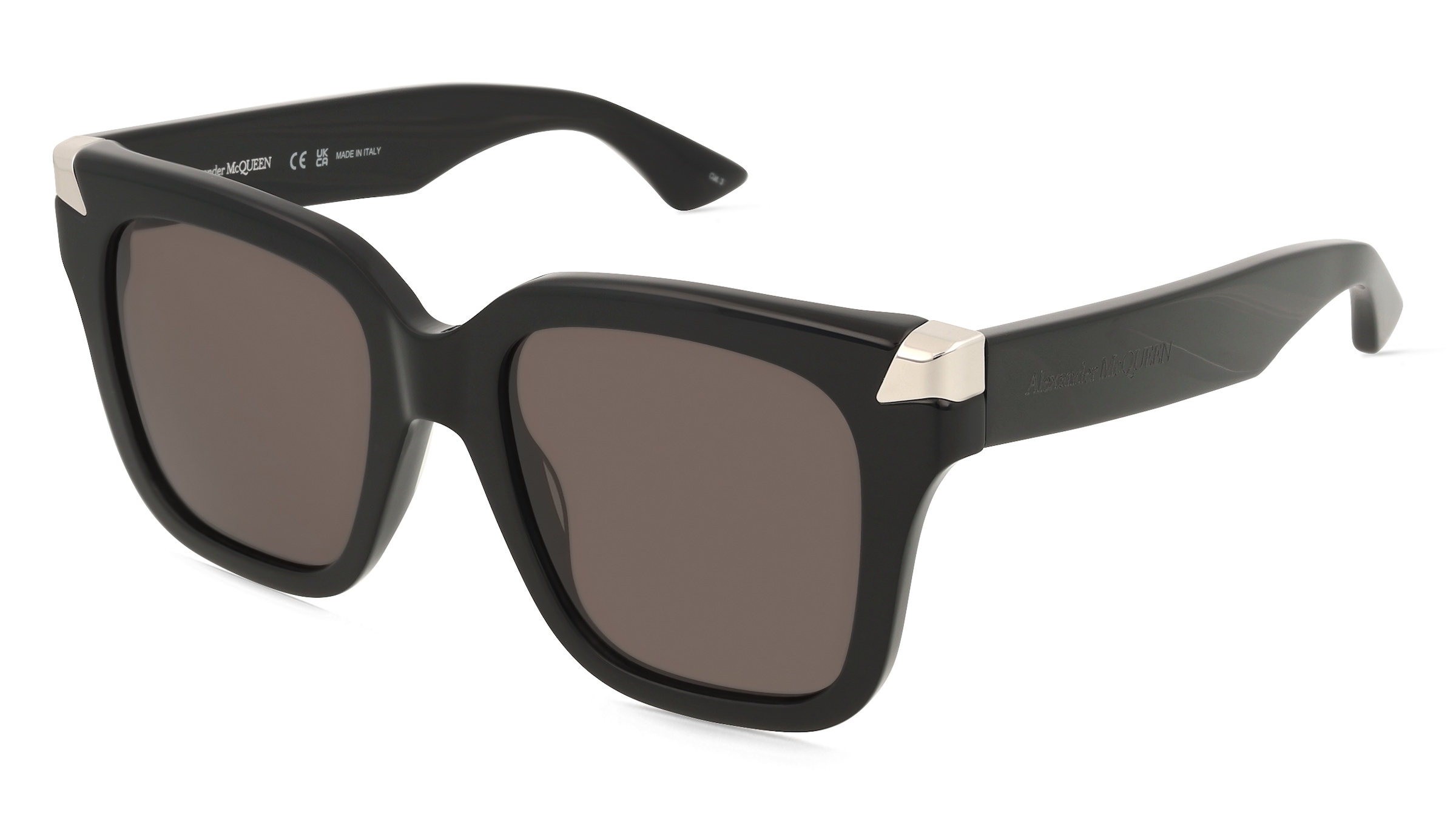 Alexander McQueen AM0440S Unisex-Sonnenbrille Vollrand Quadratisch Acetat-Gestell, Schwarz