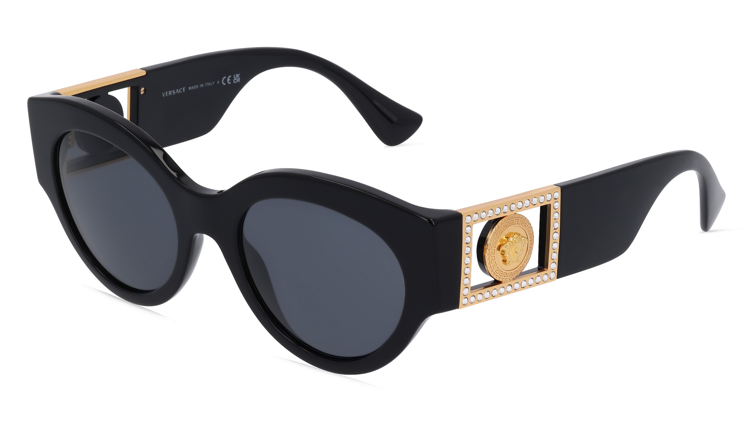 Luxottica Versace VE4438B Damen-Sonnenbrille Vollrand Butterfly Acetat-Gestell, Schwarz