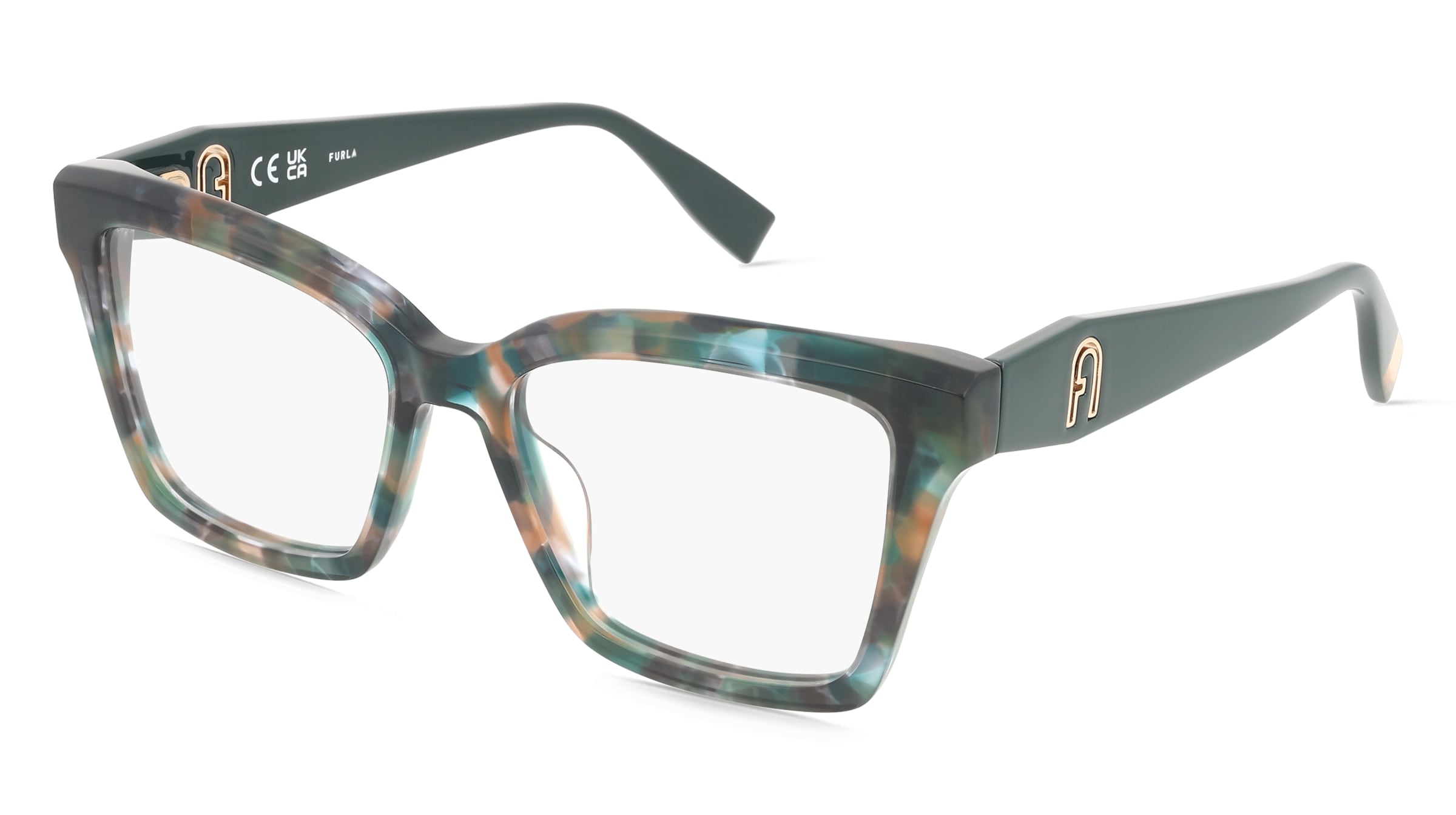 Furla VFU823 Unisex-Brille inkl. Gläser Vollrand Butterfly Kunststoff-Gestell 53/17/140, Grün