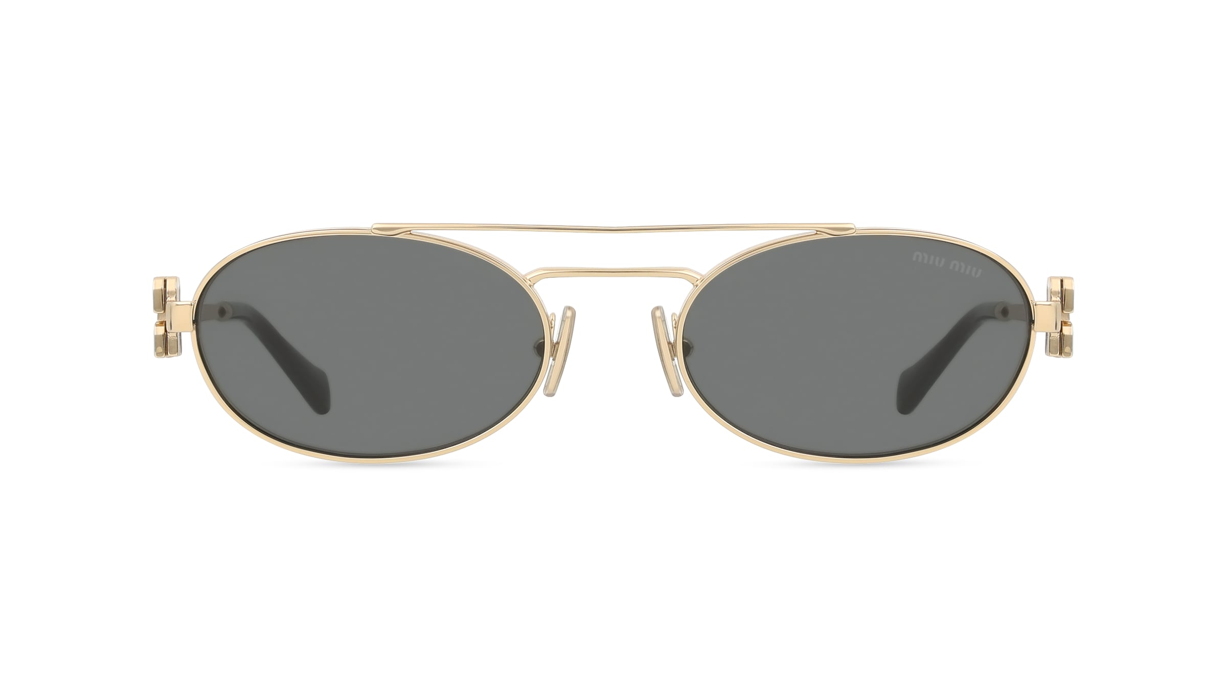 Miu Miu MU54ZS Damen-Sonnenbrille Randlos Oval Metall-Gestell, gold