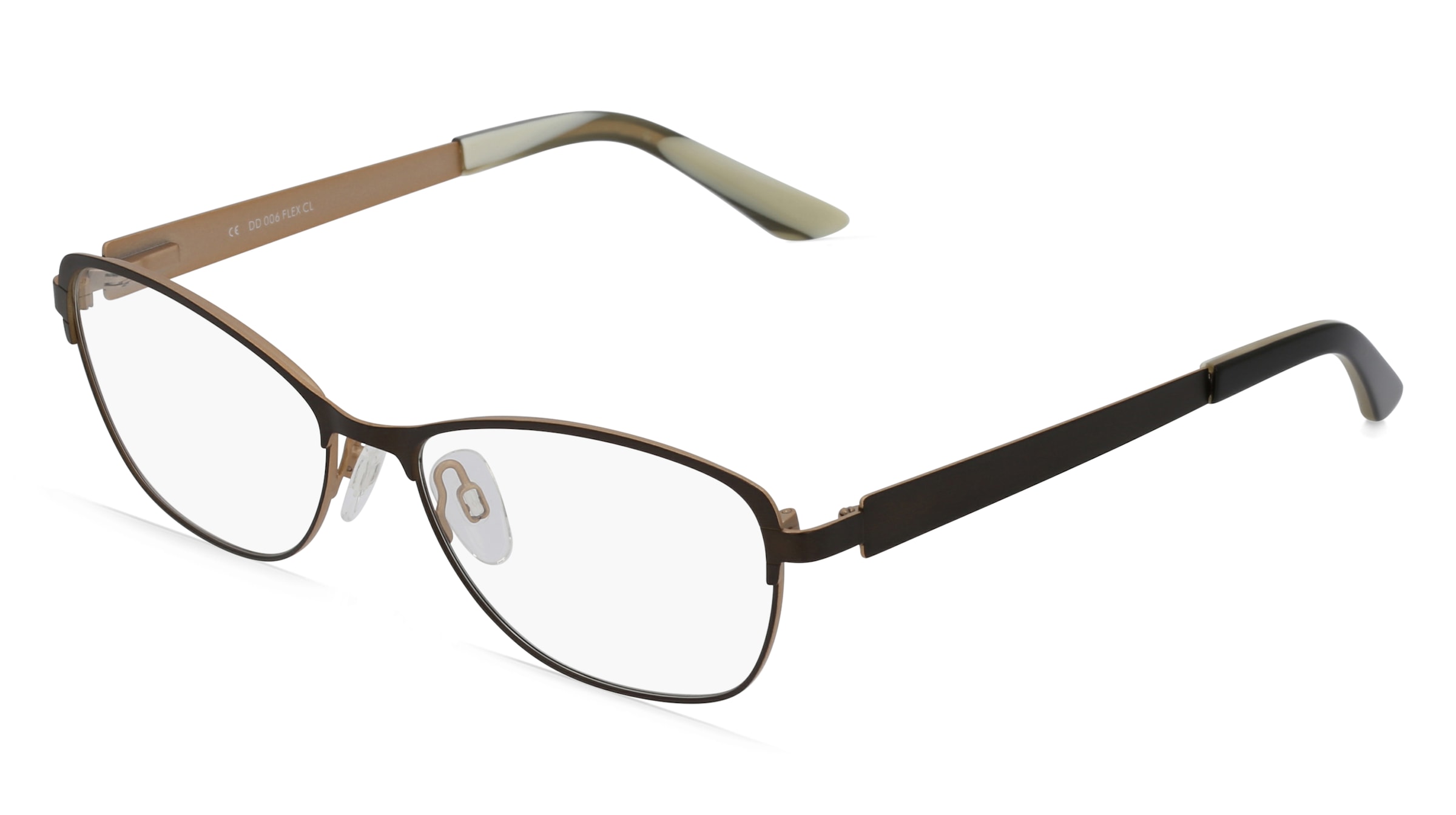 Fielmann DD 006 FLEX CL Damen-Brille inkl. Gläser Vollrand Quadratisch Edelstahl-Gestell 53/15/135, Braun