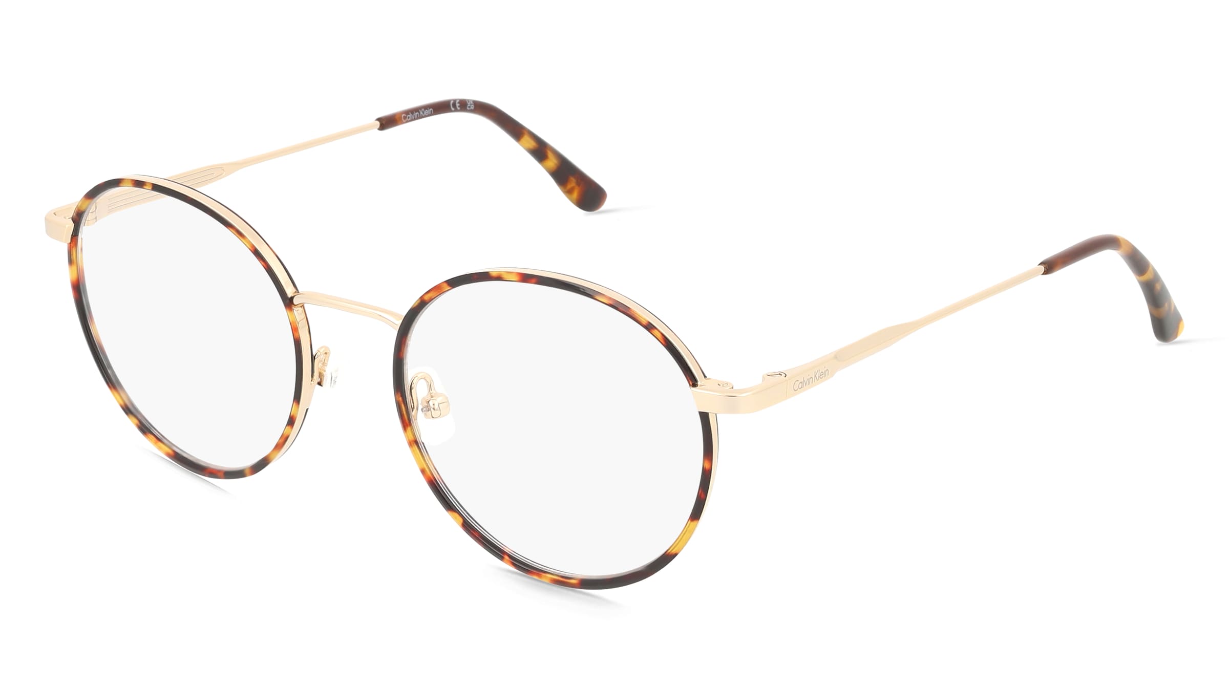 Calvin Klein CK24114 Unisex-Brille inkl. Gläser Vollrand Rund Metall-Gestell 49/19/145, Havanna