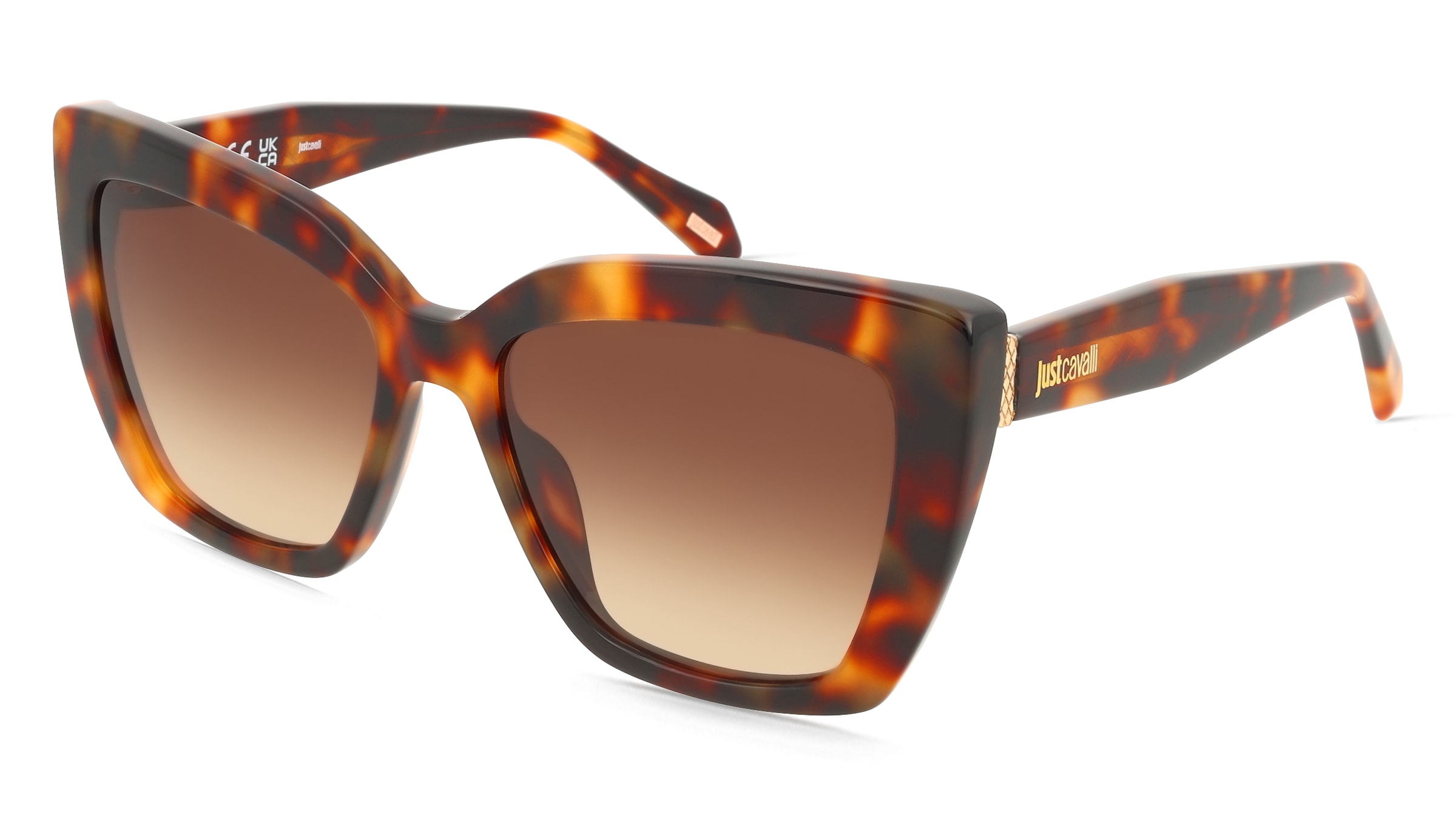 Just Cavalli SJC174 Damen-Sonnenbrille Vollrand Butterfly Kunststoff-Gestell, Havanna