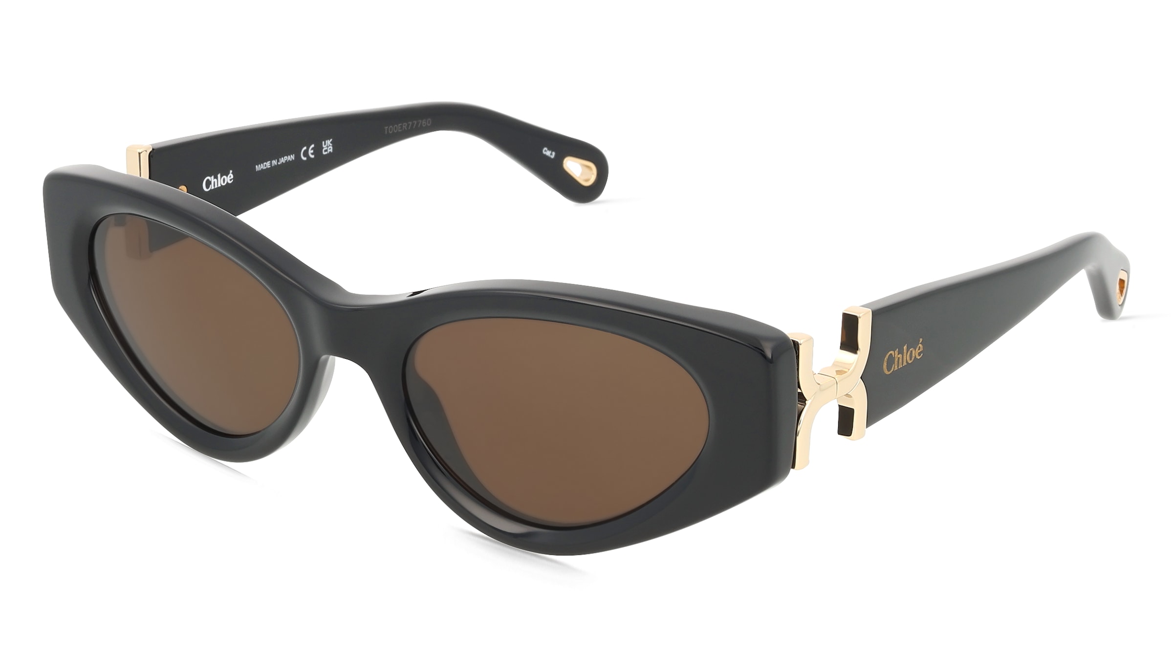 Chloé CH0259S Unisex-Sonnenbrille Vollrand Cat Eye Acetat-Gestell, Schwarz