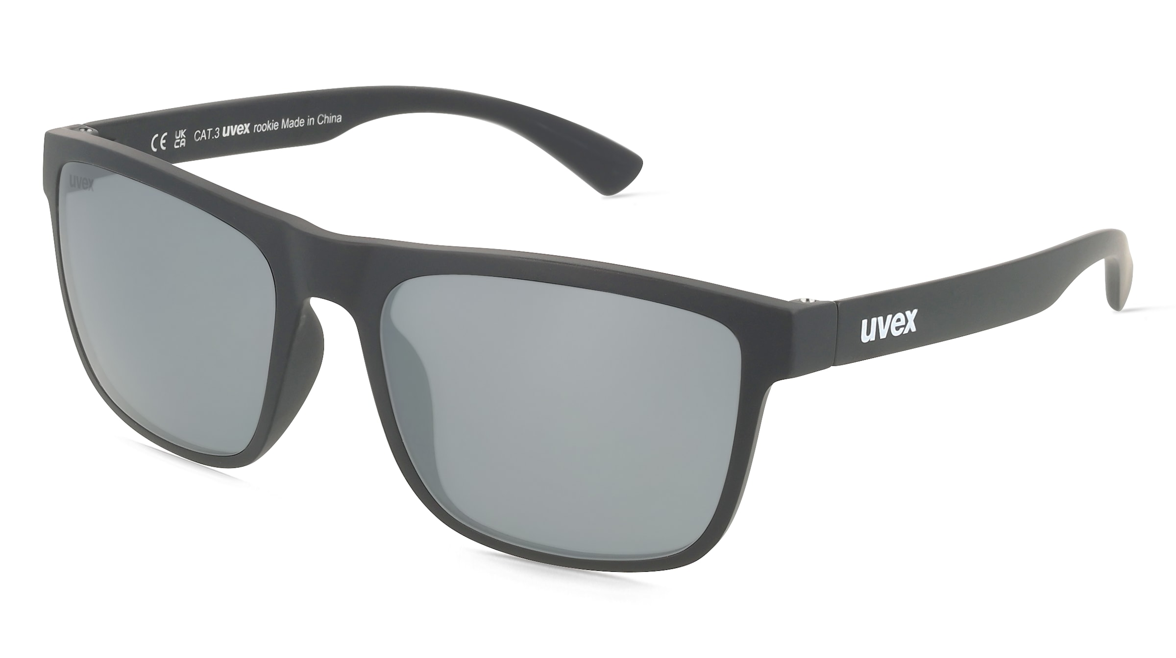 Uvex Sports S533077 rookie Kinder-Sonnenbrille Vollrand Quadratisch Kunststoff-Gestell, Schwarz