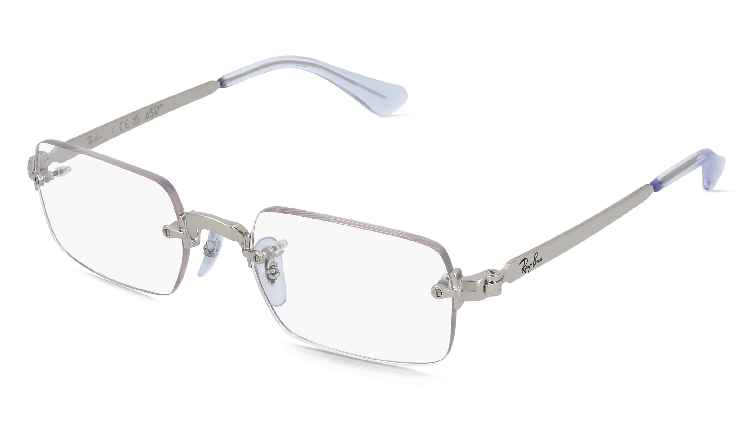 Ray-Ban RX3928V Unisex-Brille inkl. Gläser Randlos Eckig Metall-Gestell 52/20/145, Silber