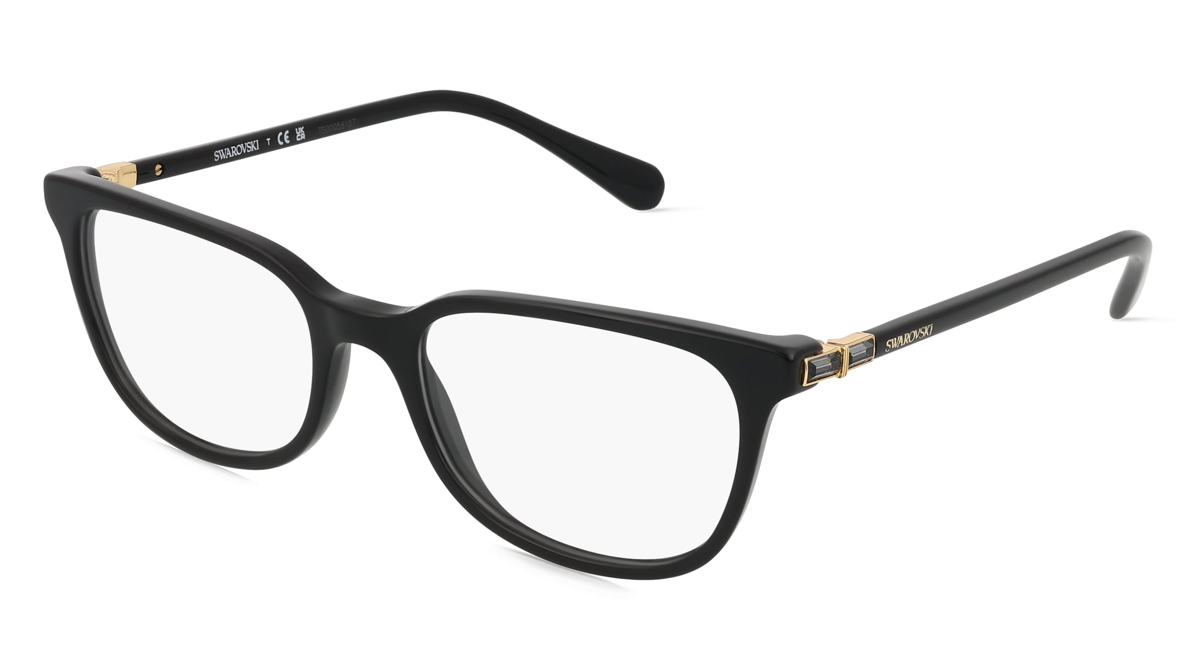Swarovski SK2003 Damen-Brille inkl. Gläser Vollrand Quadratisch Acetat-Gestell 52/18/140, Schwarz