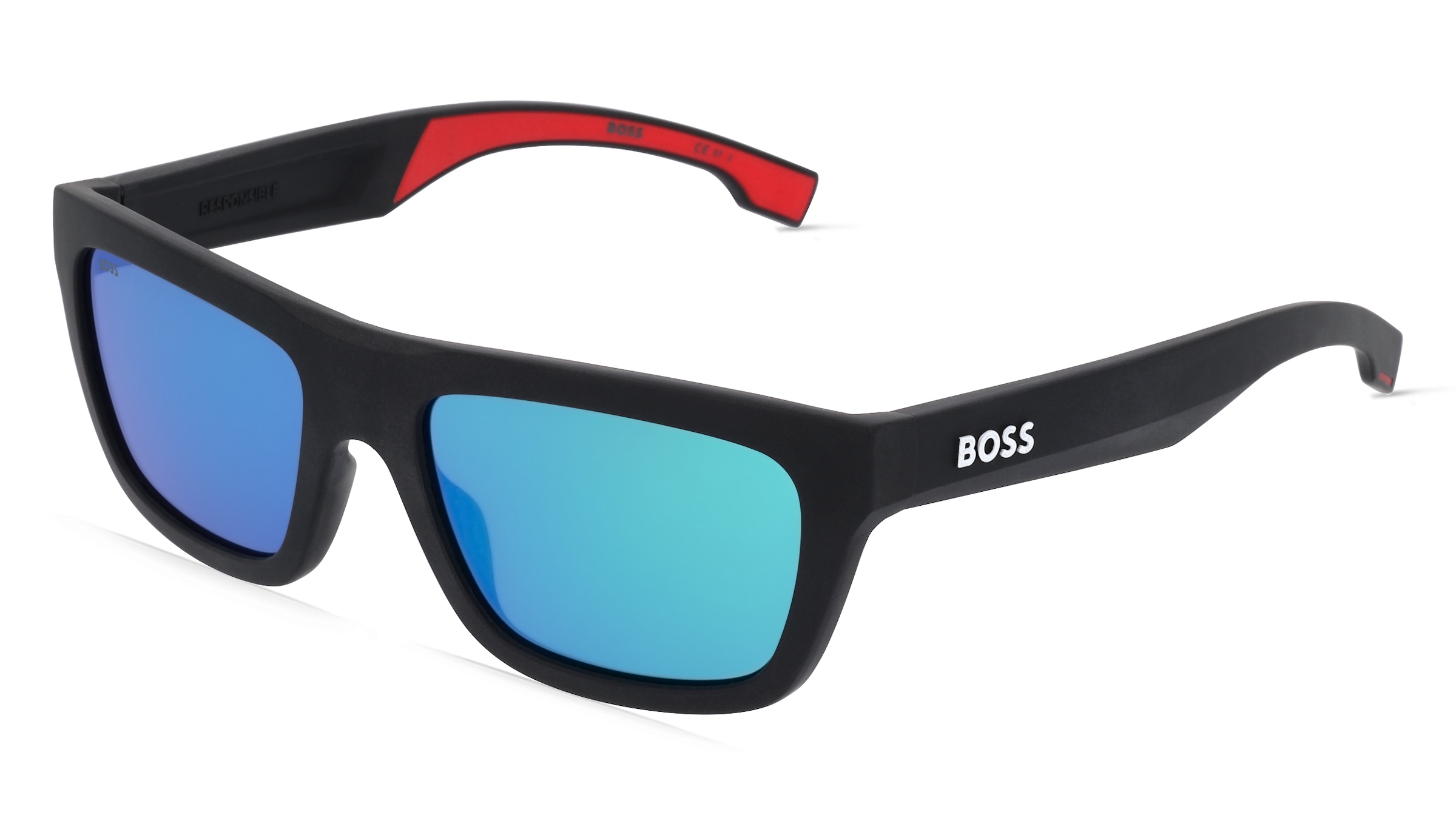 Boss 1450/S Herren-Sonnenbrille Vollrand Quadratisch Kunststoff-Gestell, Schwarz