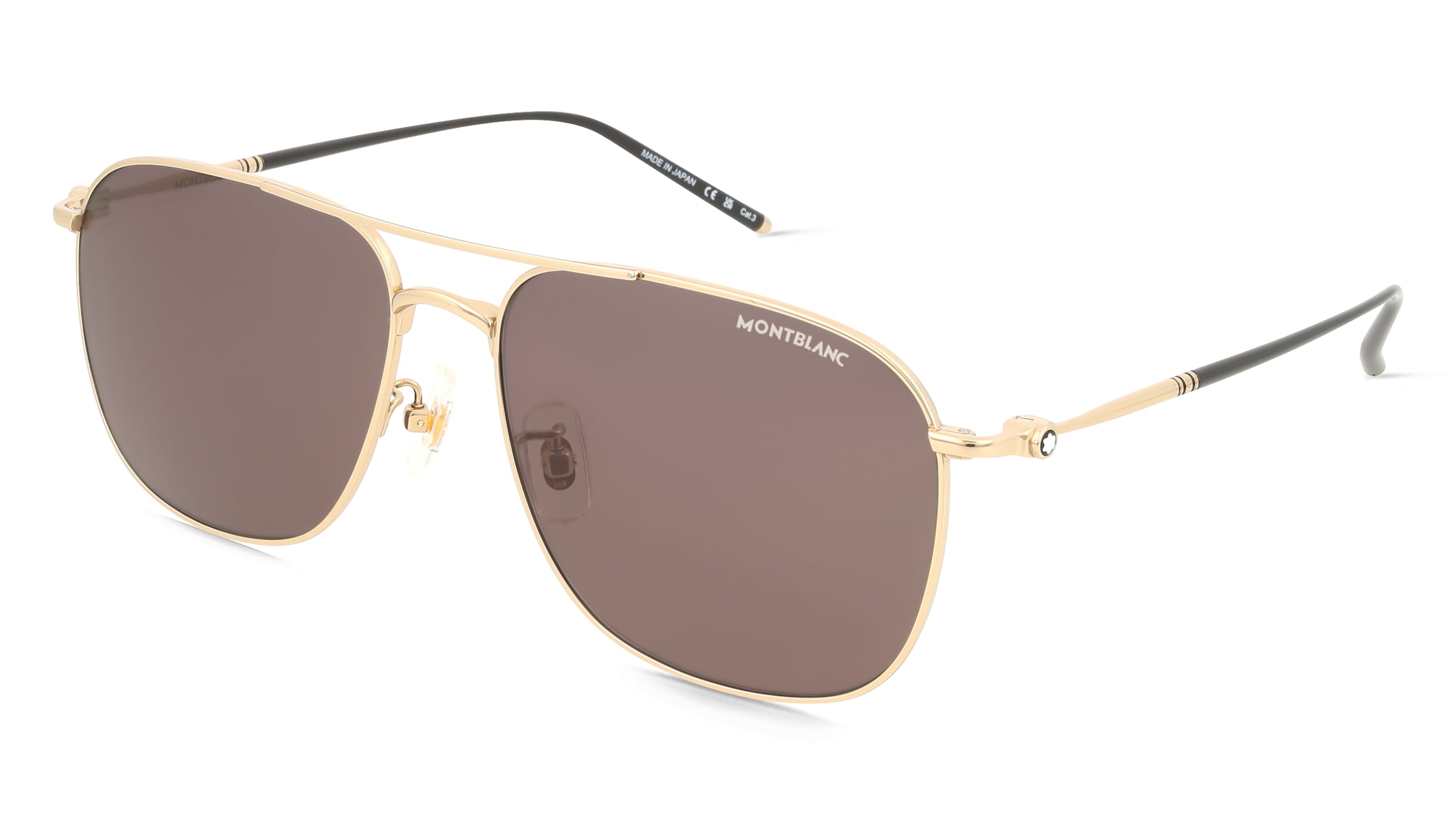 Montblanc MB0417SA Herren-Sonnenbrille Vollrand Pilot Titan-Gestell, Gold