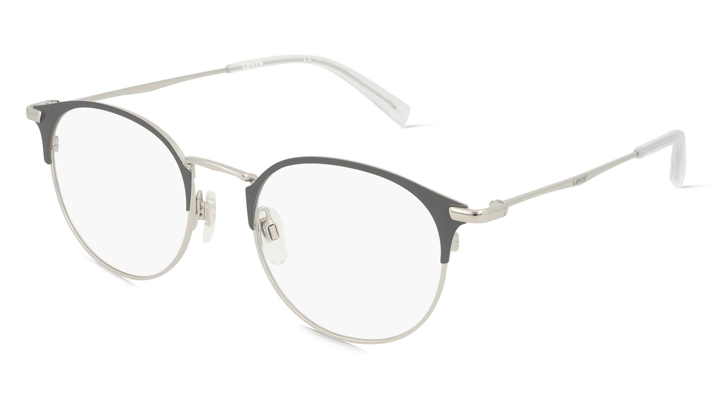 Levi's LV5008 Herren-Brille inkl. Gläser Vollrand Panto Metall-Gestell 50/20/145, Grau