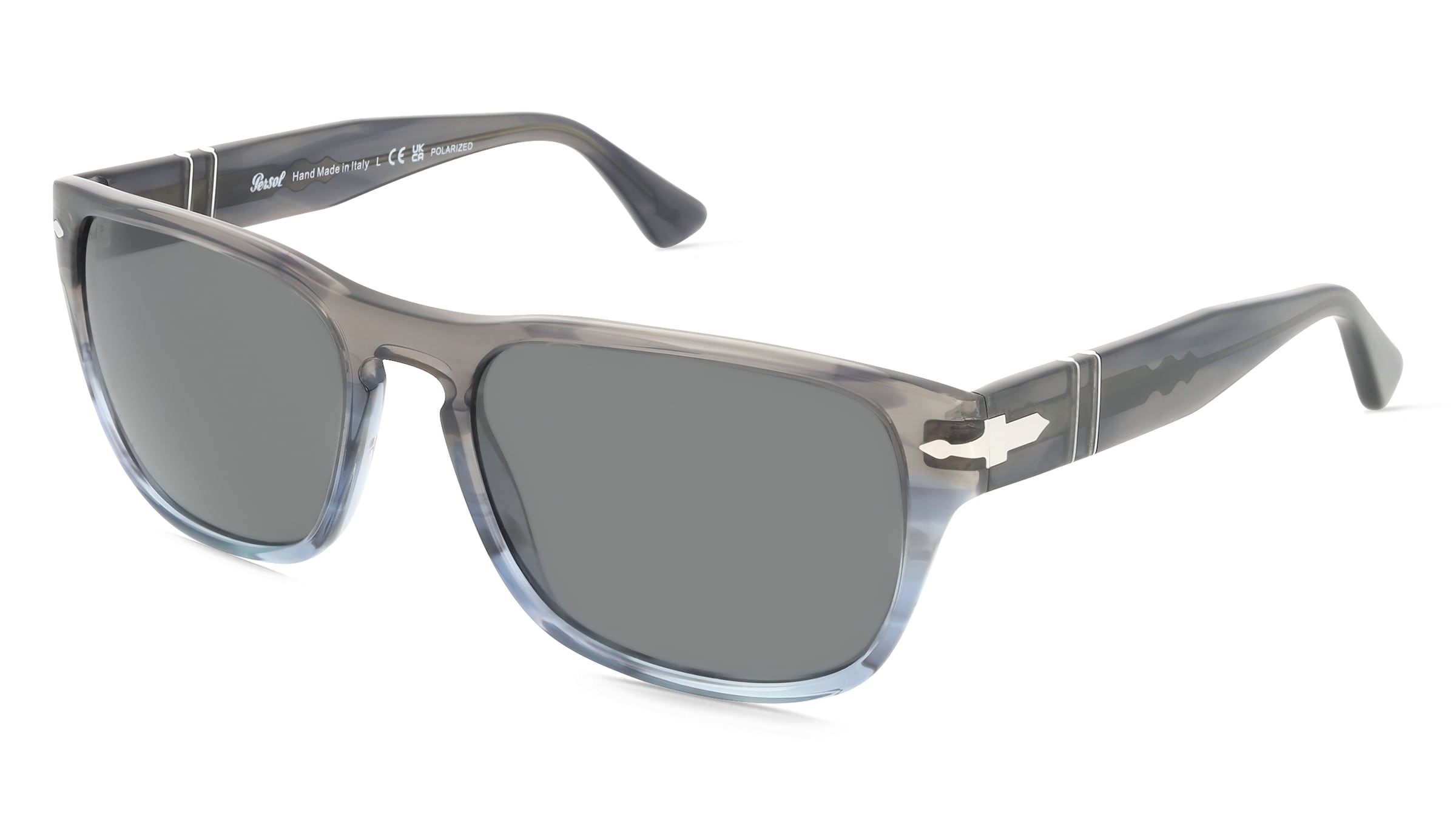 Persol PO3341S Damen-Sonnenbrille Vollrand Panto Acetat-Gestell, grau