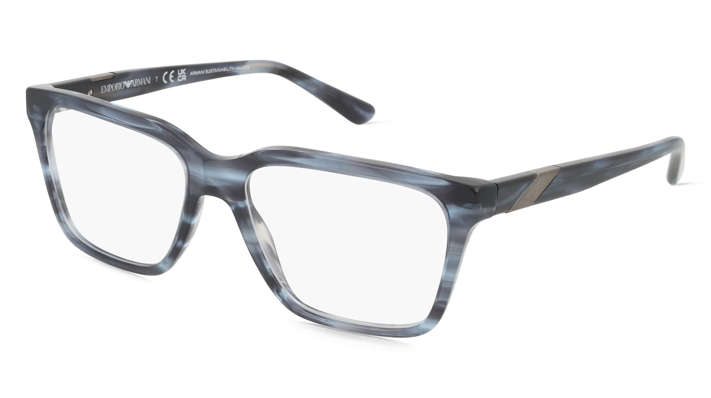 Emporio Armani EA3194 Herren-Brille inkl. Gläser Vollrand Quadratisch Acetat-Gestell 56/17/145, Blau