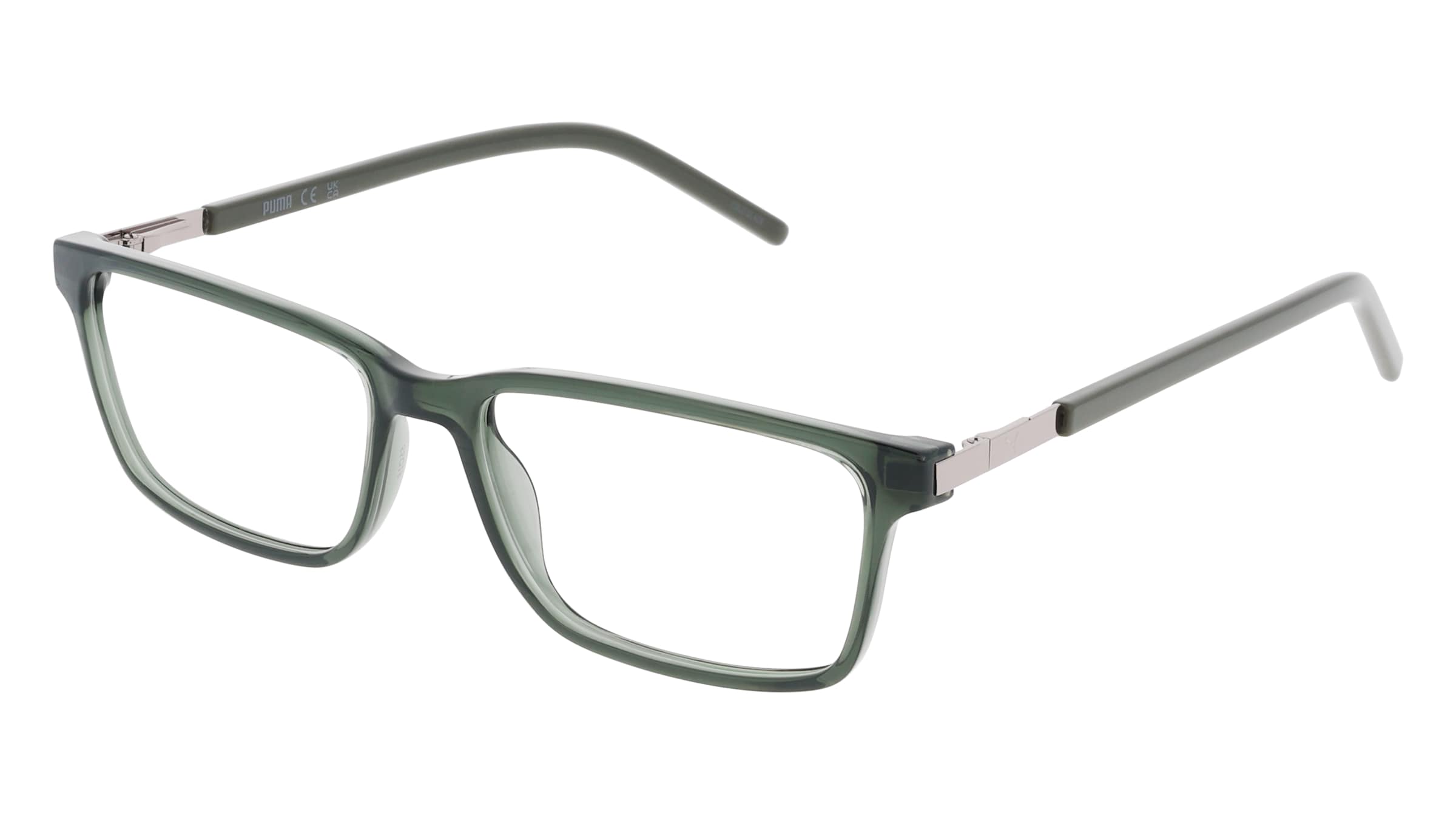 PUMA PU0539O Herren-Brille inkl. Gläser Vollrand Eckig Kunststoff-Gestell 55/16/145, Grün
