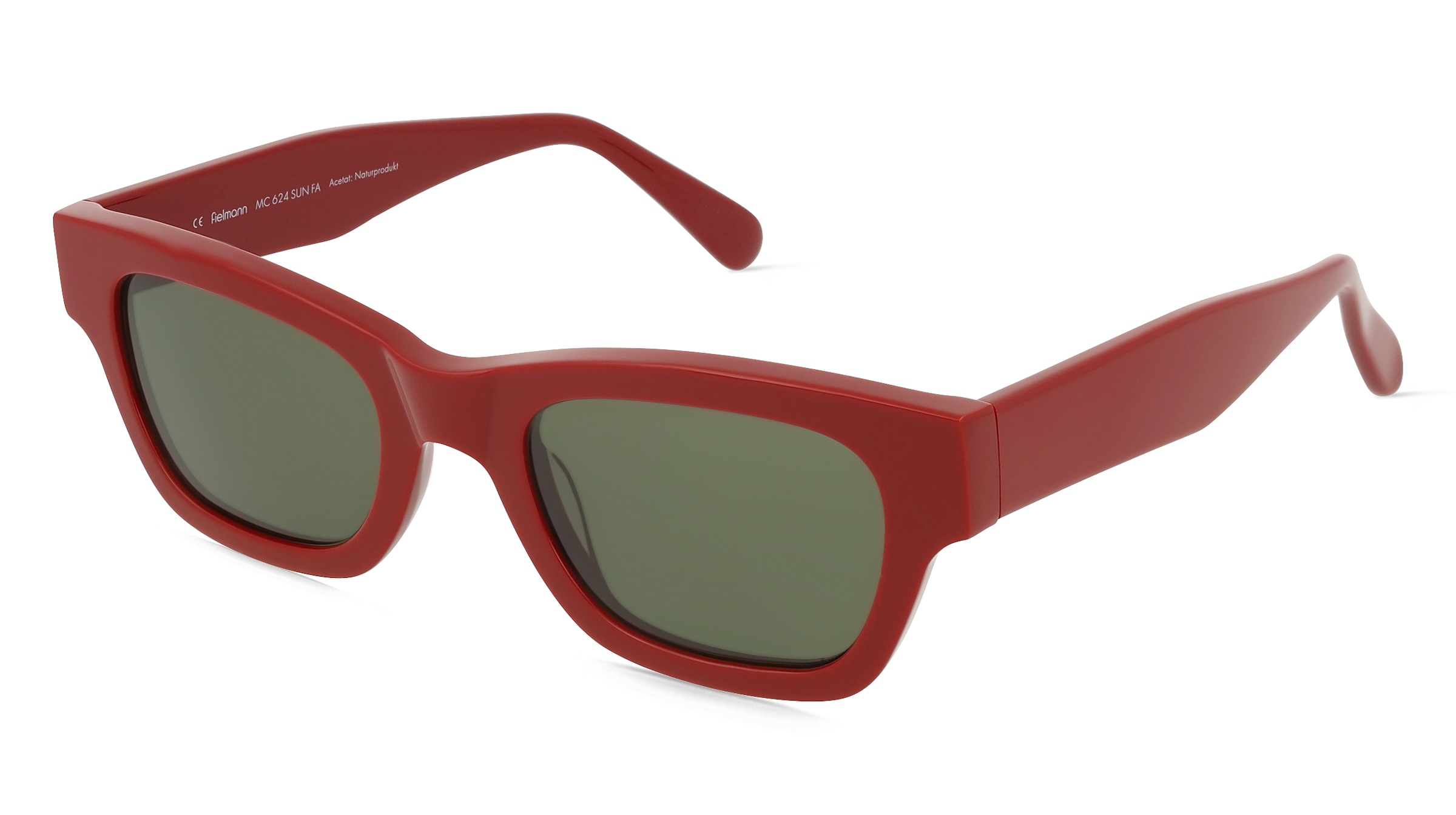Fielmann MC 624 SUN FA SKY Unisex-Sonnenbrille Vollrand Quadratisch Acetat Extrudiert-Gestell, Rot